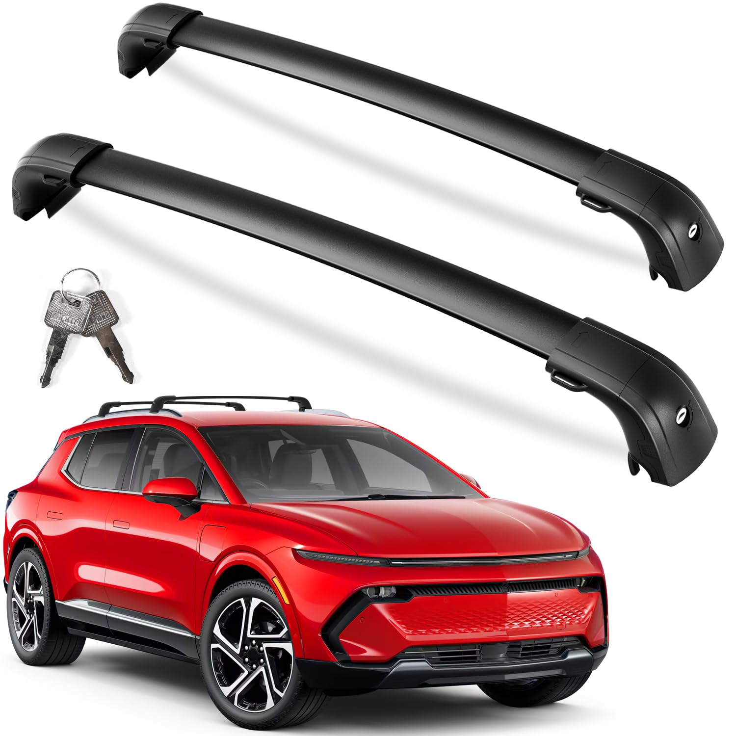 220lbs Lockable Roof Rack Cross Bars Compatible with Chevy Chevrolet Equinox EV 2024 2025 with Flush Side Rails