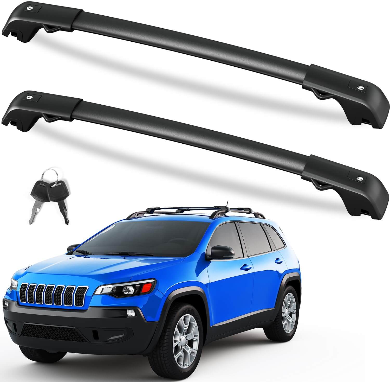 KINGGERI Roof Rack Cross Bars 220lb Fit for Jeep Cherokee 2014-2023, Heavy Duty Lockable Aluminum