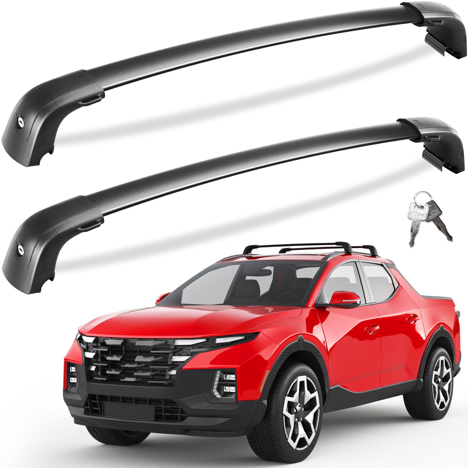 220lbs Lockable Roof Rack Cross Bars Compatible with Hyundai Santa Cruz 2021-2025 SE SEL Premium Night Limited