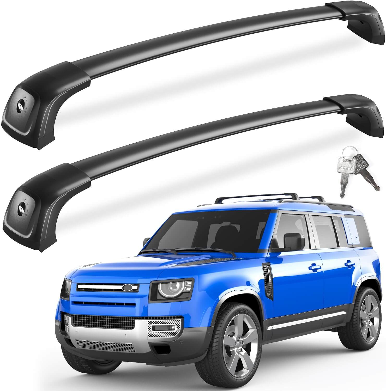 KINGGERI Lockable Roof Rack Cross Bars 220lbs Compatible with 2020-2025 Land Rover Defender 110 130 (with Side Rails)