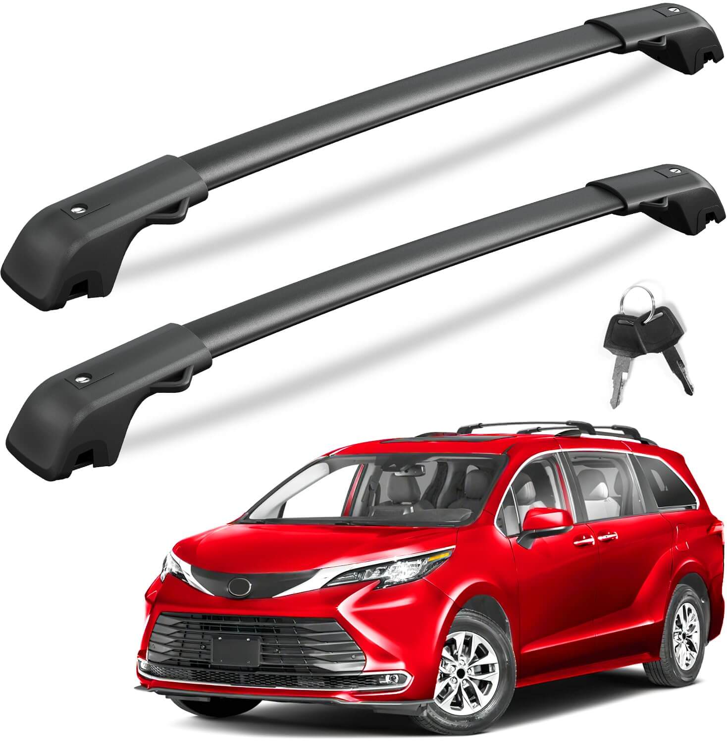 KINGGERI Lockable 220Lbs Roof Rack Cross Bars Compatible with Toyota Sienna 2021-2025