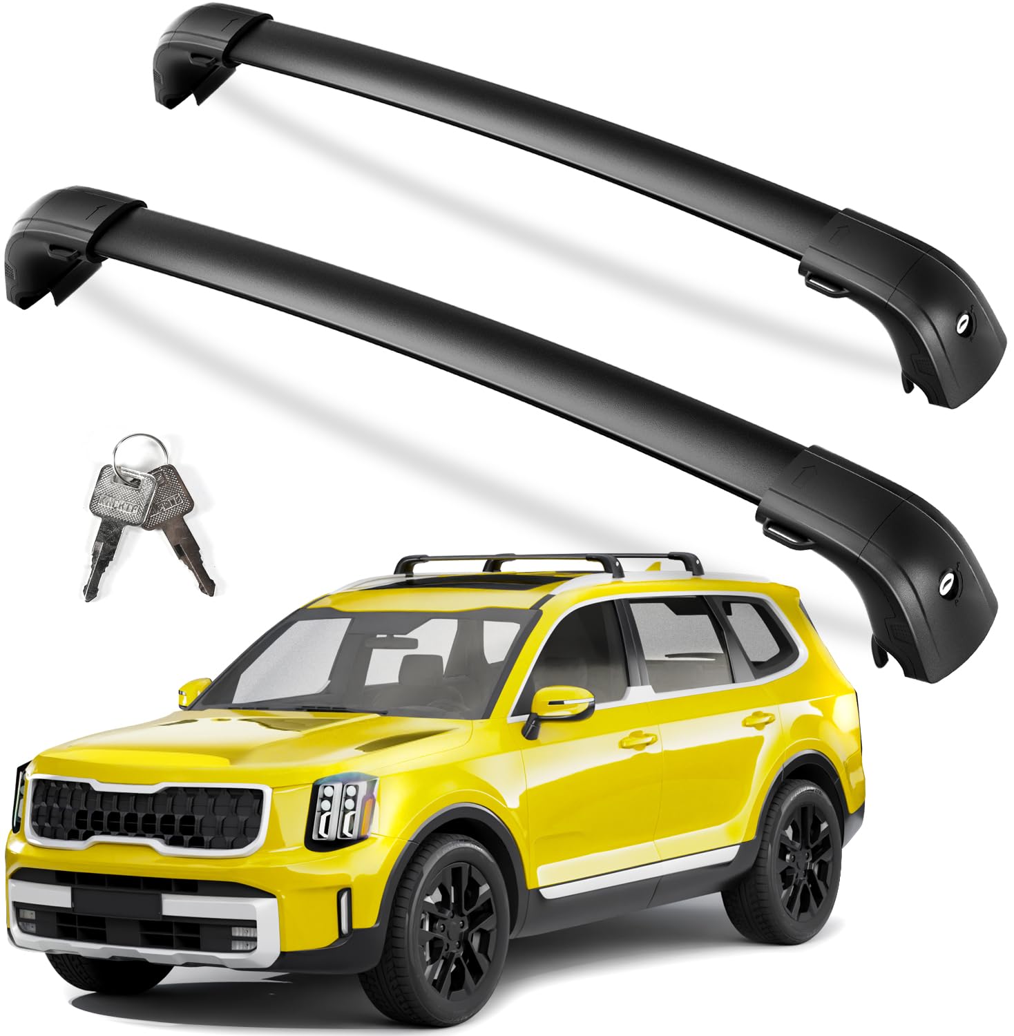 220lbs Lockable Roof Rack Cross Bars Compatible with Kia Telluride 2019 2020 2021 2022 2023 2024 2025 EX S SX SX-Prestige