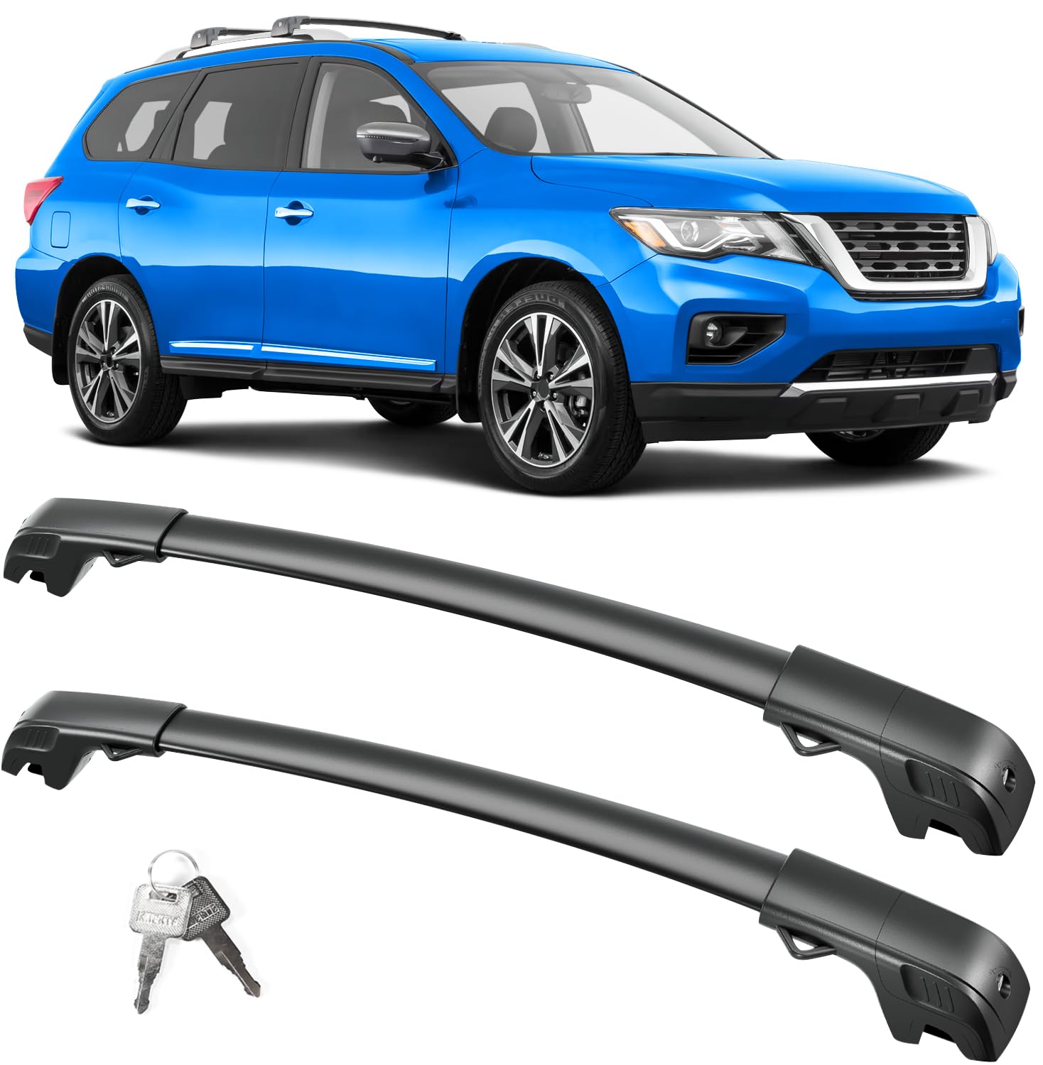 Lockable Roof Rack Cross Bars 220lb Compatible with Nissan Pathfinder 2013-2021 & Pathfinder Hybrid 2014 with Raised Side Rails