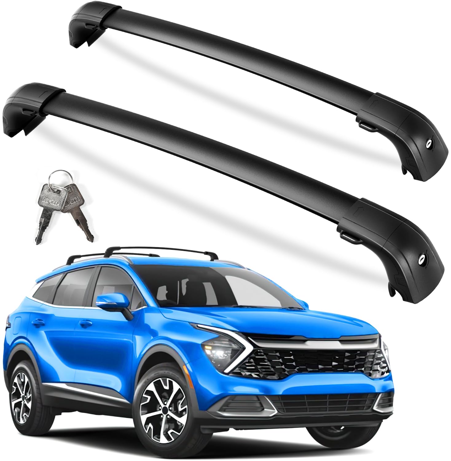 220LBS Lockable Roof Rack Cross Bars Compatible with KIA Sportage SX & SX Prestige 2016 2017 2018 2019 2020 2021 2022 2023 2024 2025 (with Flush Side Rails)