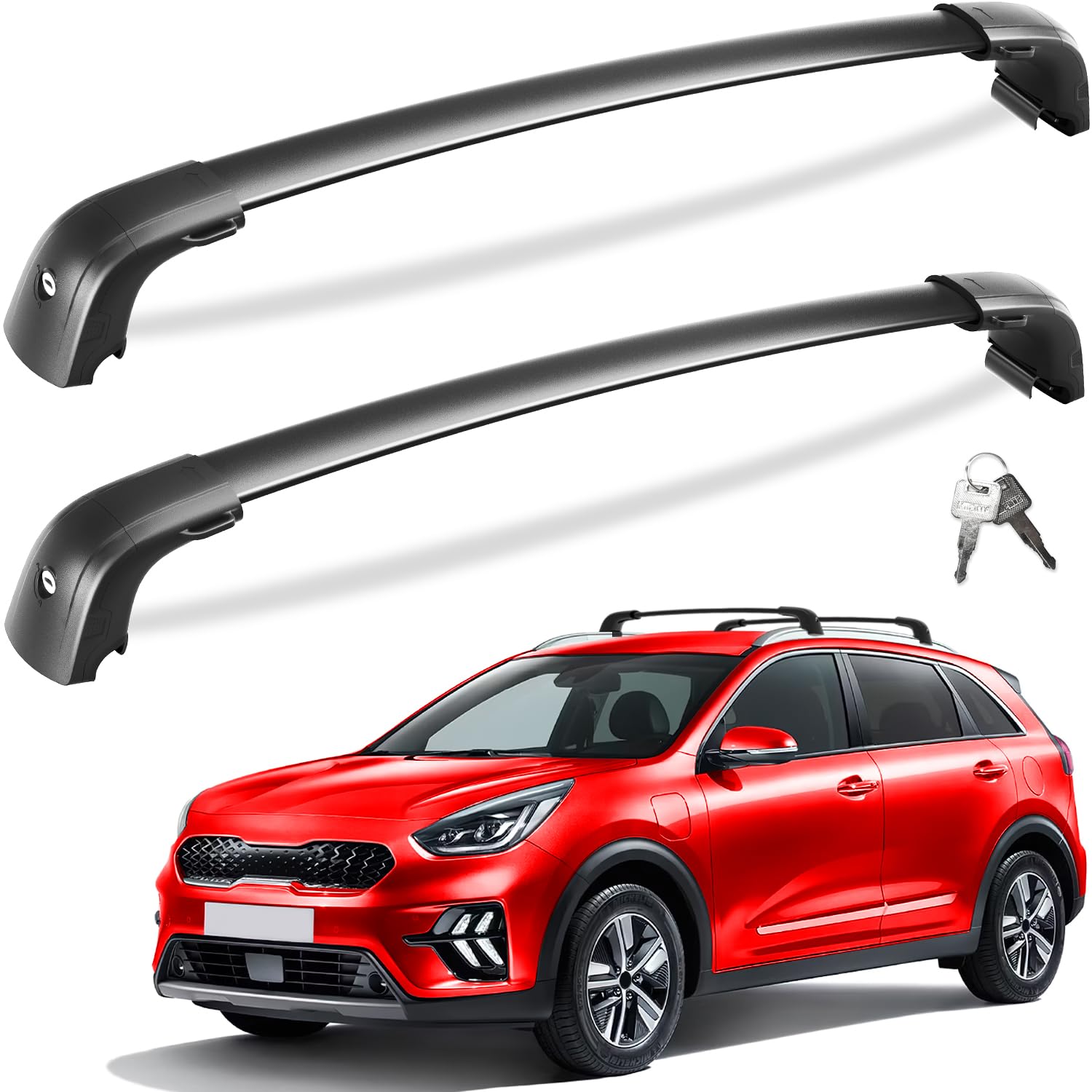 220lbs Lockable Roof Rack Cross Bars Compatible with KIA NIRO 2017 2018 2019 2020 2021 2022