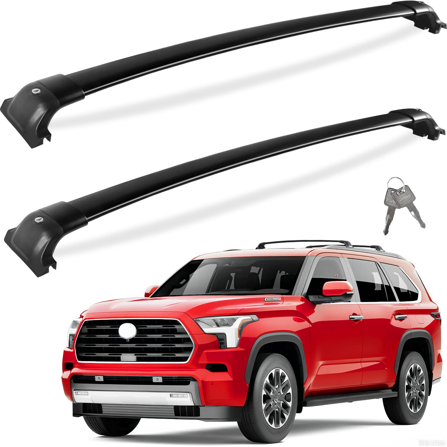 260lbs Lockable Roof Rack Cross Bars Compatible with Toyota Sequoia 2023-2025 with Flush Rails