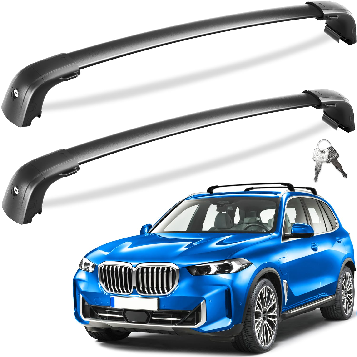 Lockable 220lbs Roof Rack Cross Bars Compatible with BMW X5 G05 2019 2020 2021 2022 2023 2024 2025