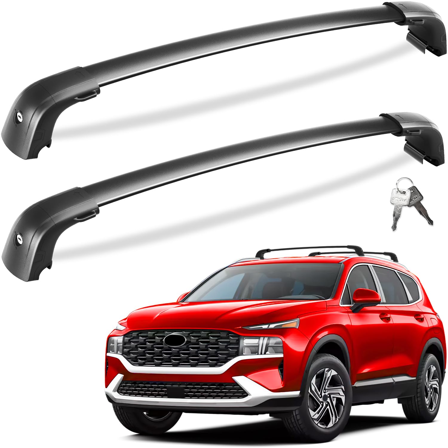 220lbs Lockable Roof Rack Cross Bars Compatible with Hyundai Santa Fe 2019 2020 2021 2022 2023