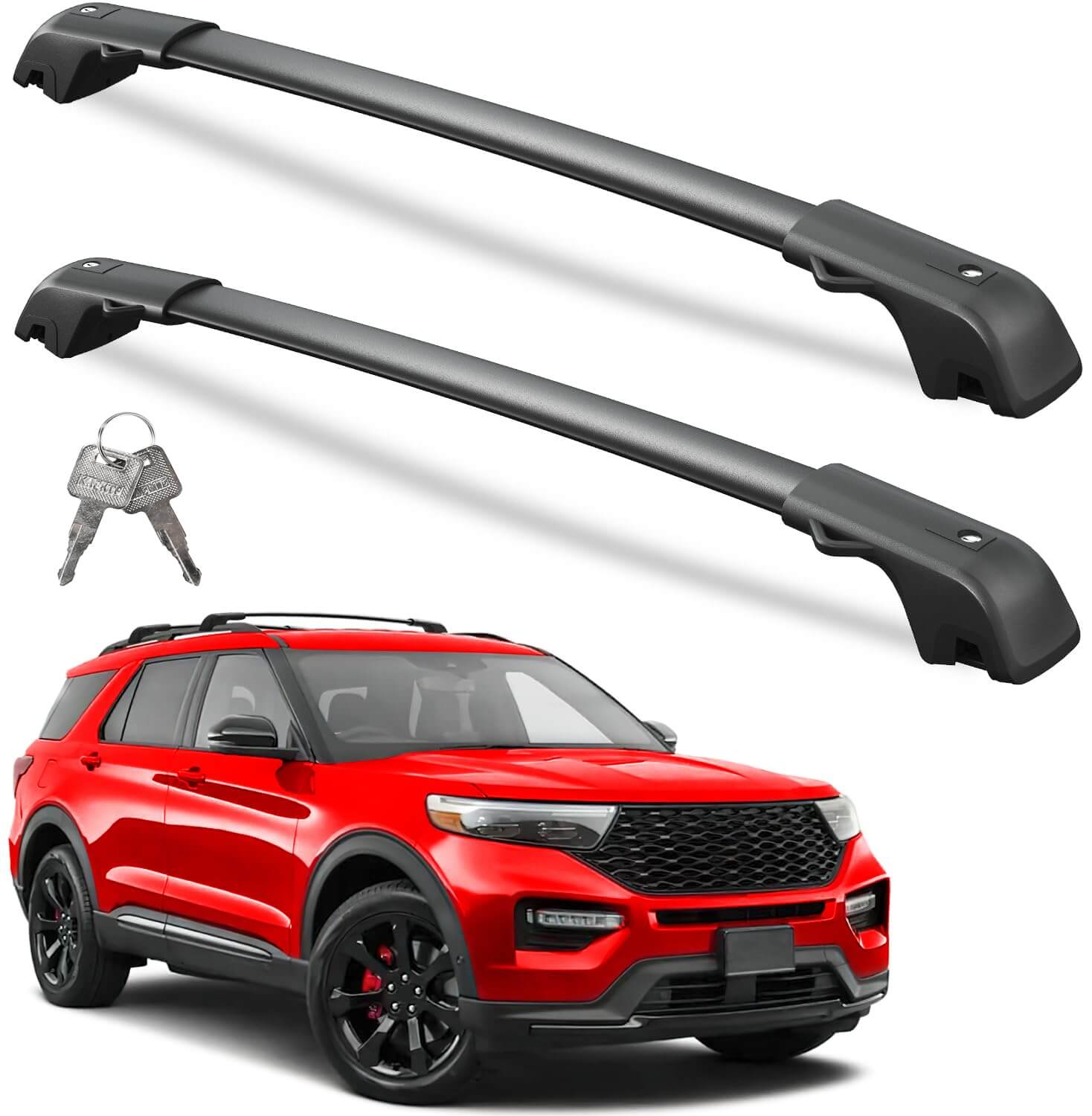 KINGGERI Lockable 220lbs Roof Rack Cross Bars Compatible with Ford Explorer 2020-2025,Heavy Duty Lockable Aluminum