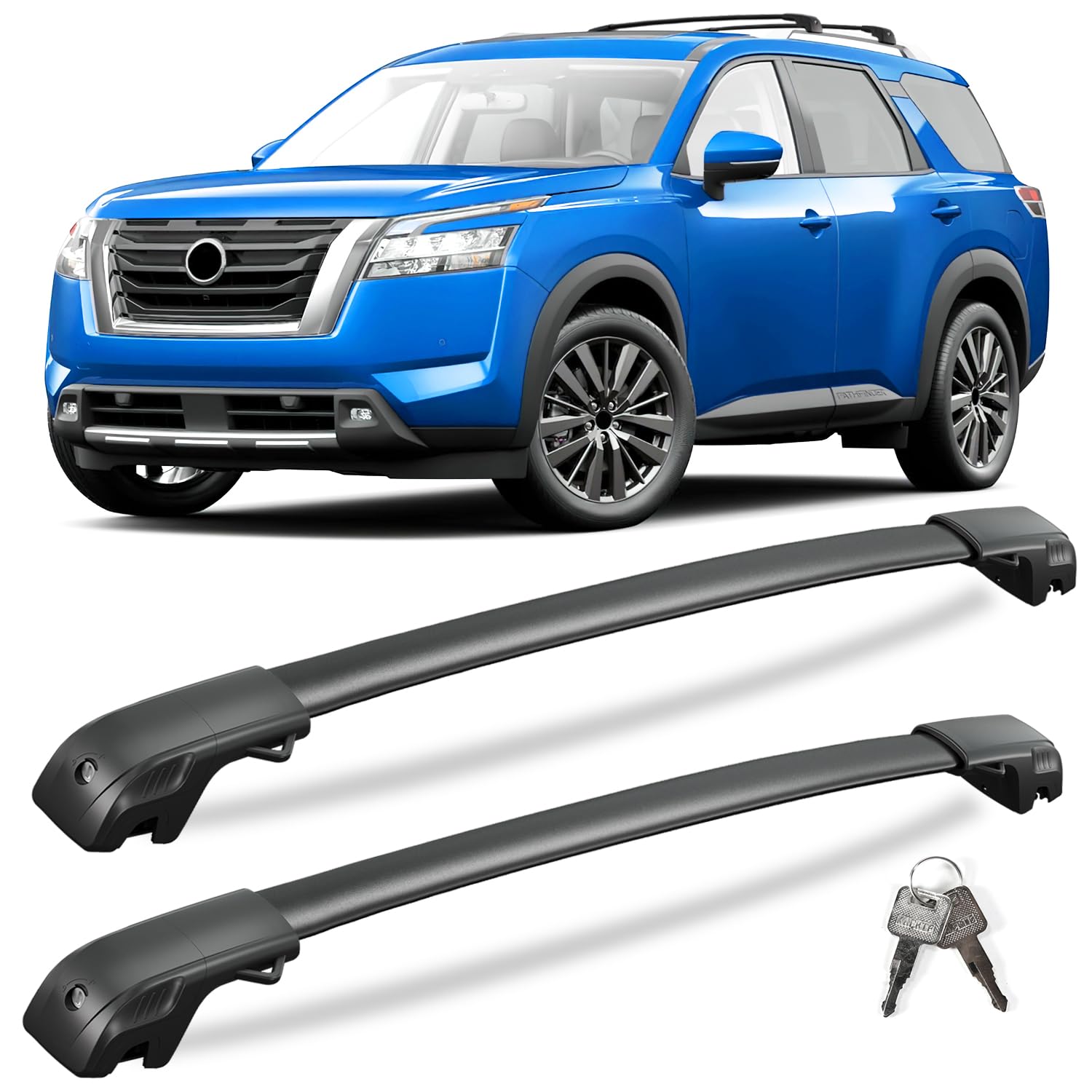 220lbs Lockable Roof Rack Cross Bars Compatible with Nissan Pathfinder 2022-2025 SV SL Platinum with Raised Side Rails