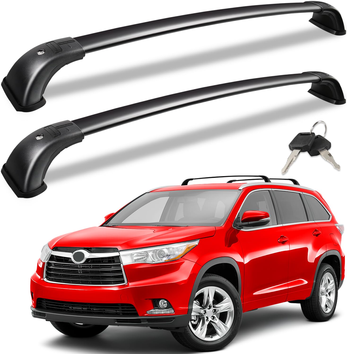 KINGGERI Lockable 220lbs Cross Bars Roof Racks Fit for Toyota Highlander 2014-2019 XLE Limited & SE LE & LE Plus