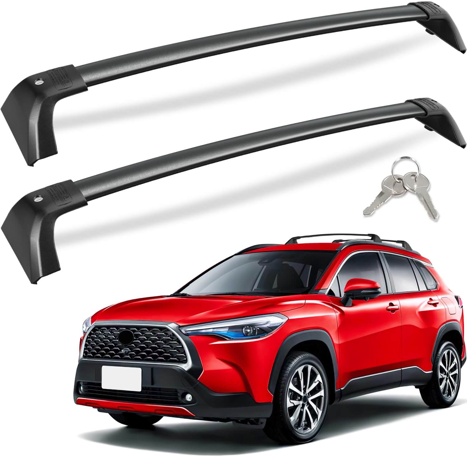 KINGGERI 260Lbs Lockable Roof Rack Cross Bars Compatible with Toyota Corolla Cross 2022-2026 (with Flush Side Rails)