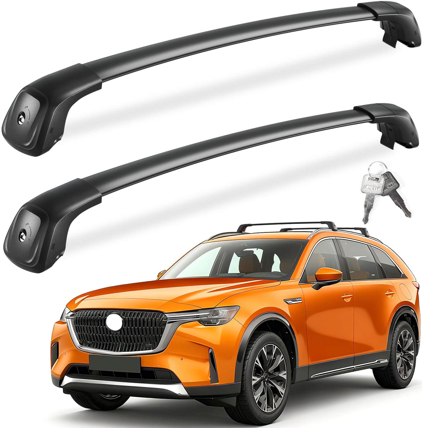 330lbs Roof Rack Cross Bars Compatible with 2024-2026 Mazda CX90 & CX-90 PHEV with Flush Side Rails