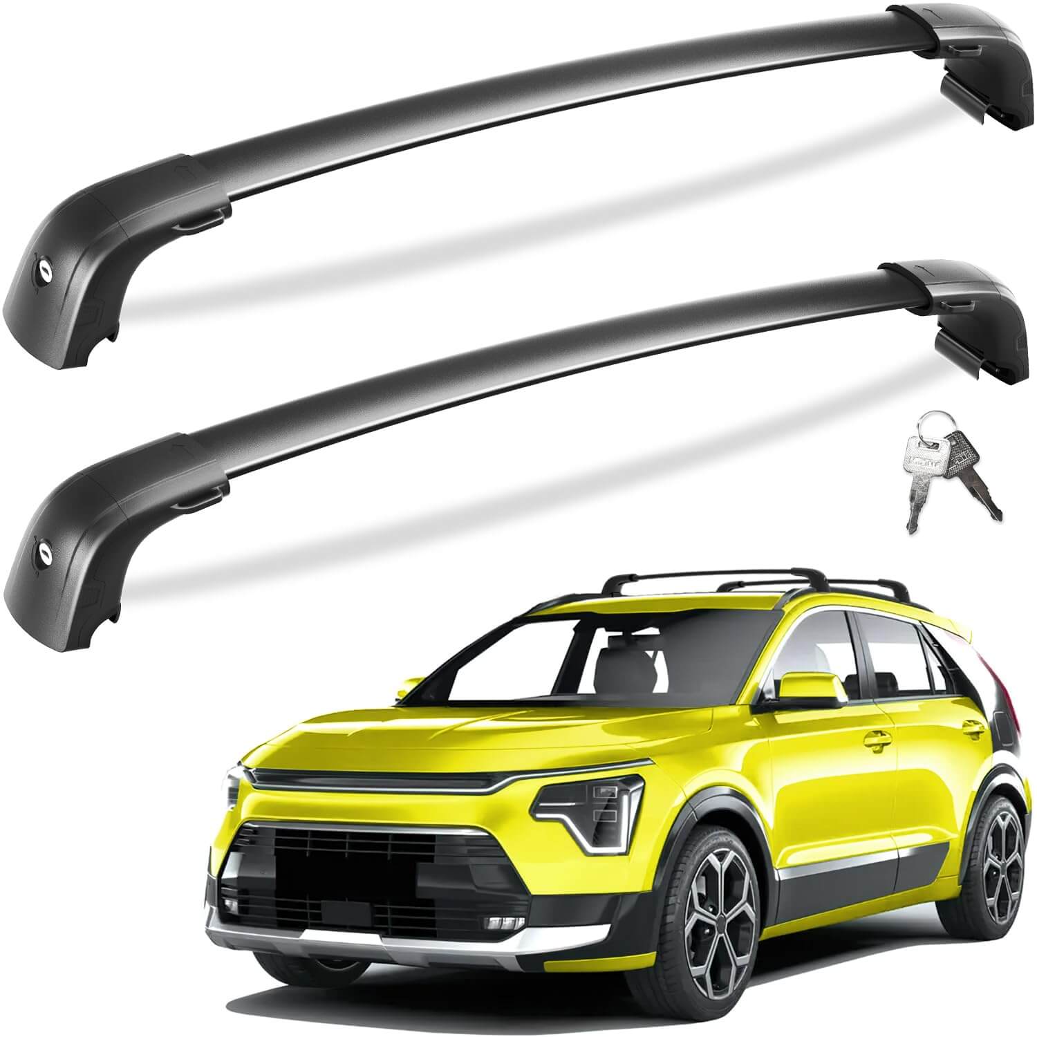 KINGGERI 220lbs Lockable Roof Rack Cross Bars Fit for Kia NIRO 2023-2025 with Flush Side Rails,Heavy Duty Anti-Theft