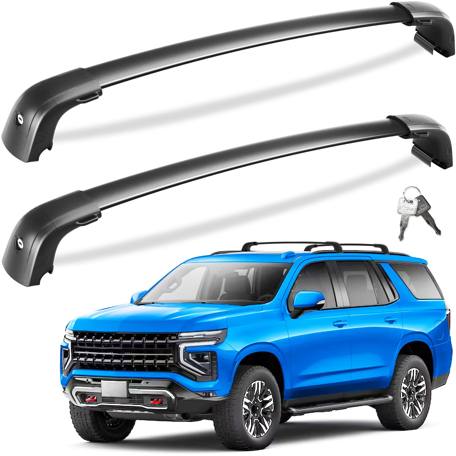 Lockable 220lb Roof Rack Cross Bars Compatible with 2021 2022 2023 2024 2025 Chevrolet Suburban & Tahoe GMC Yukon XL