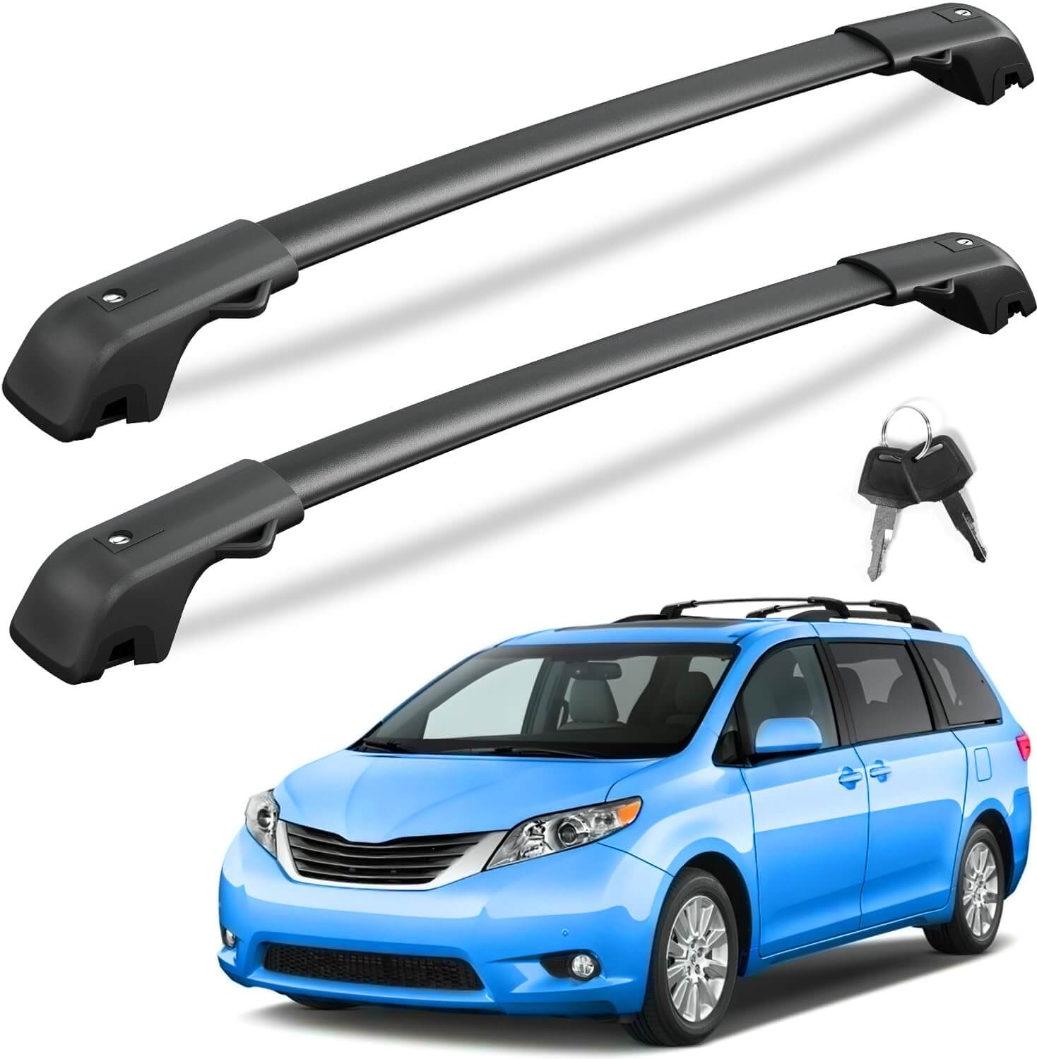 KINGGERI 220Lbs Roof Rack Cross Bars Compatible with Toyota Sienna 2011-2020, Heavy Duty Aluminum