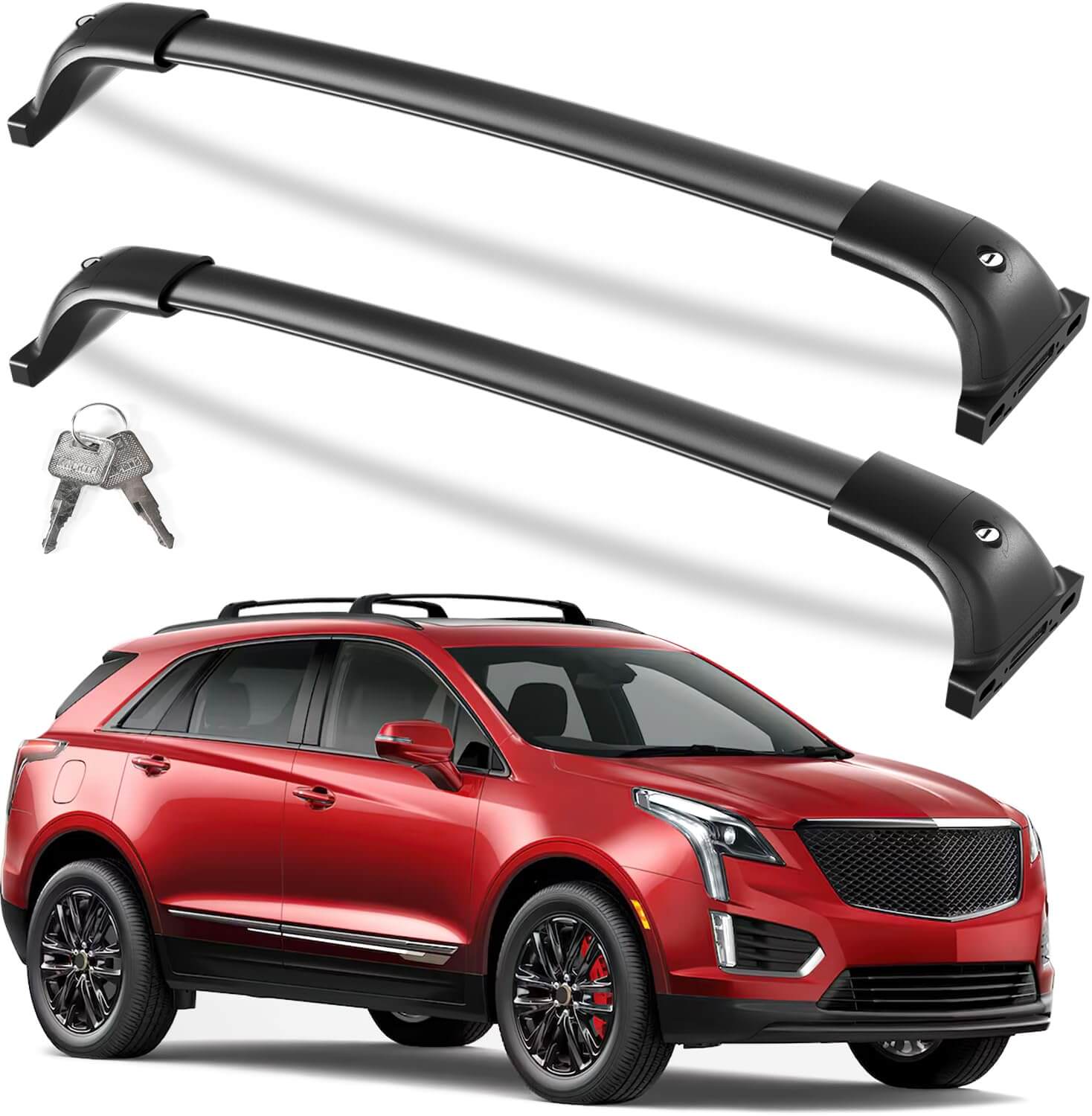 260lbs Lockable Roof Rack Cross Bars Compatible with Cadillac XT5 2017-2025 with Flush Side Rails