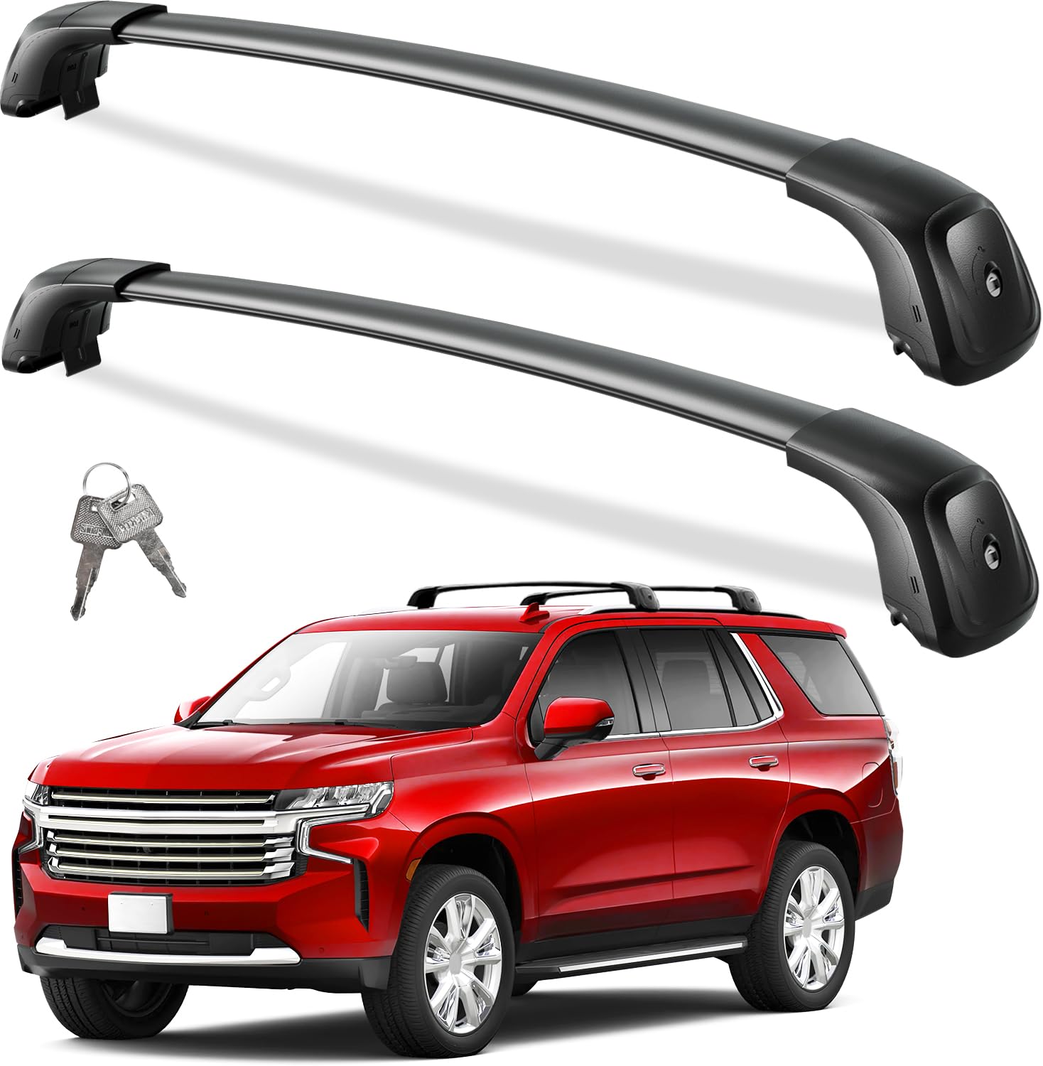 Lockable 330lbs Roof Rack Cross Bars Compatible with 2021 2022 2023 2024 2025 Chevy Tahoe & Chevrolet Suburban & GMC Yukon XL & Cadillac Escalade ESV