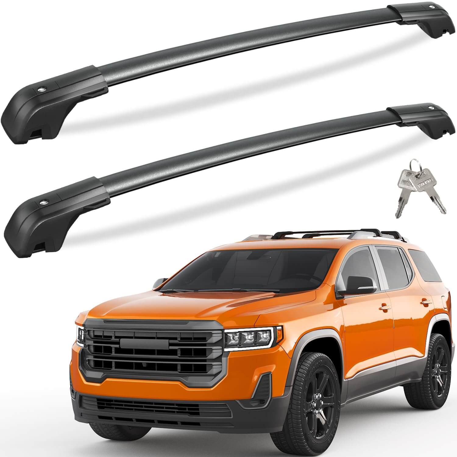 KINGGERI Lockable 260lbs Cross Bars Roof Racks Compatible with GMC Acadia 2017-2023 , All Aluminum Roof Rails Crossbars