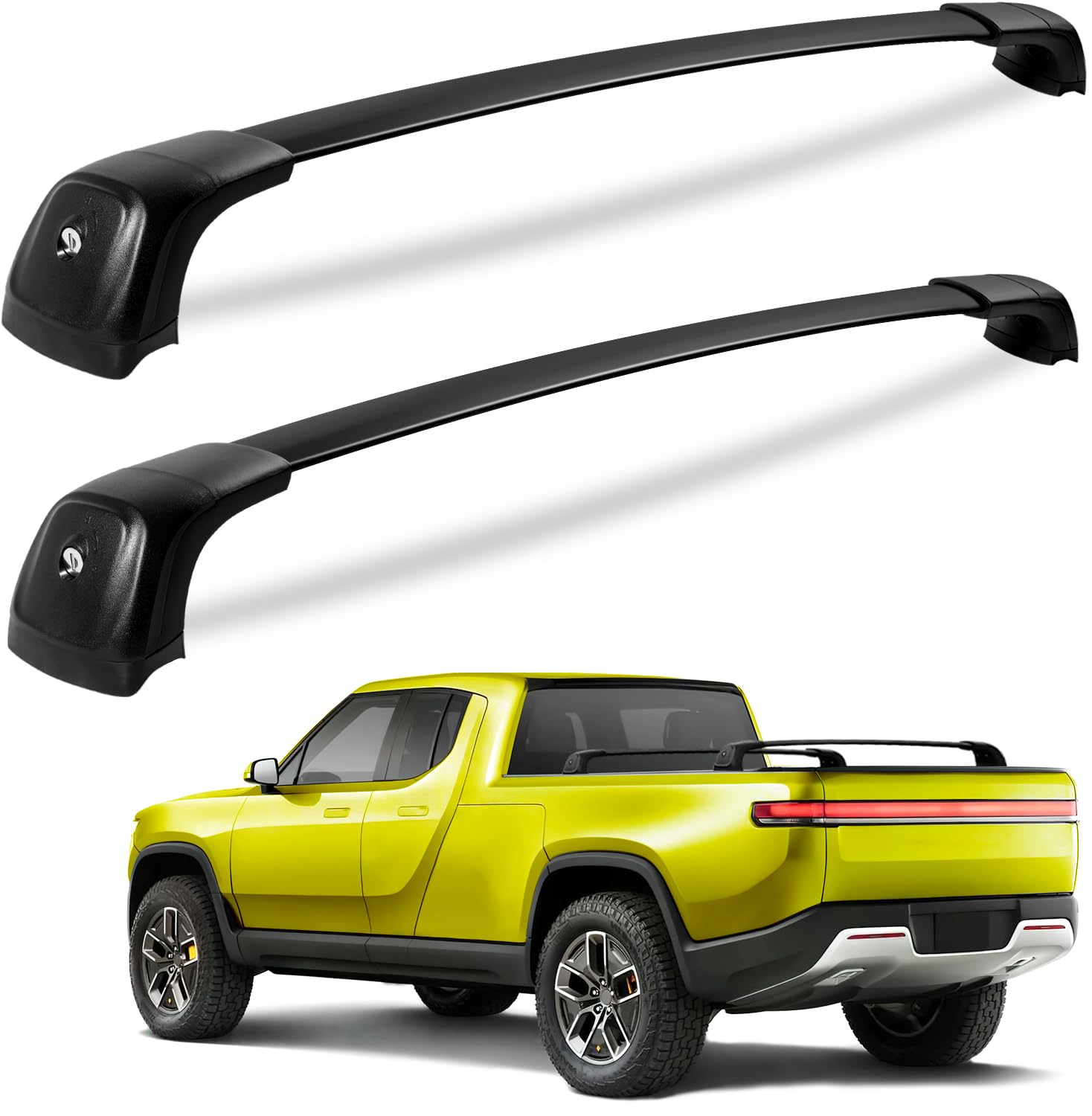Lockable Roof Rack Cross Bars Compatible with Rivian R1T 2022-2025,Truck Pickup Bed Heavy Duty 260lbs