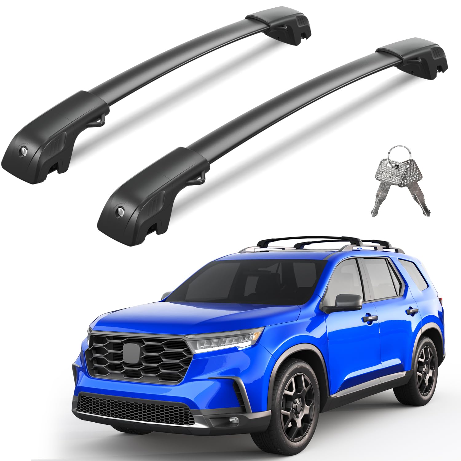 Lockable Roof Rack Cross Bars 220lbs Compatible with Honda Pilot 2023 2024 2025 Elite Sport Touring Trailsport (Not for LX and EX-L)