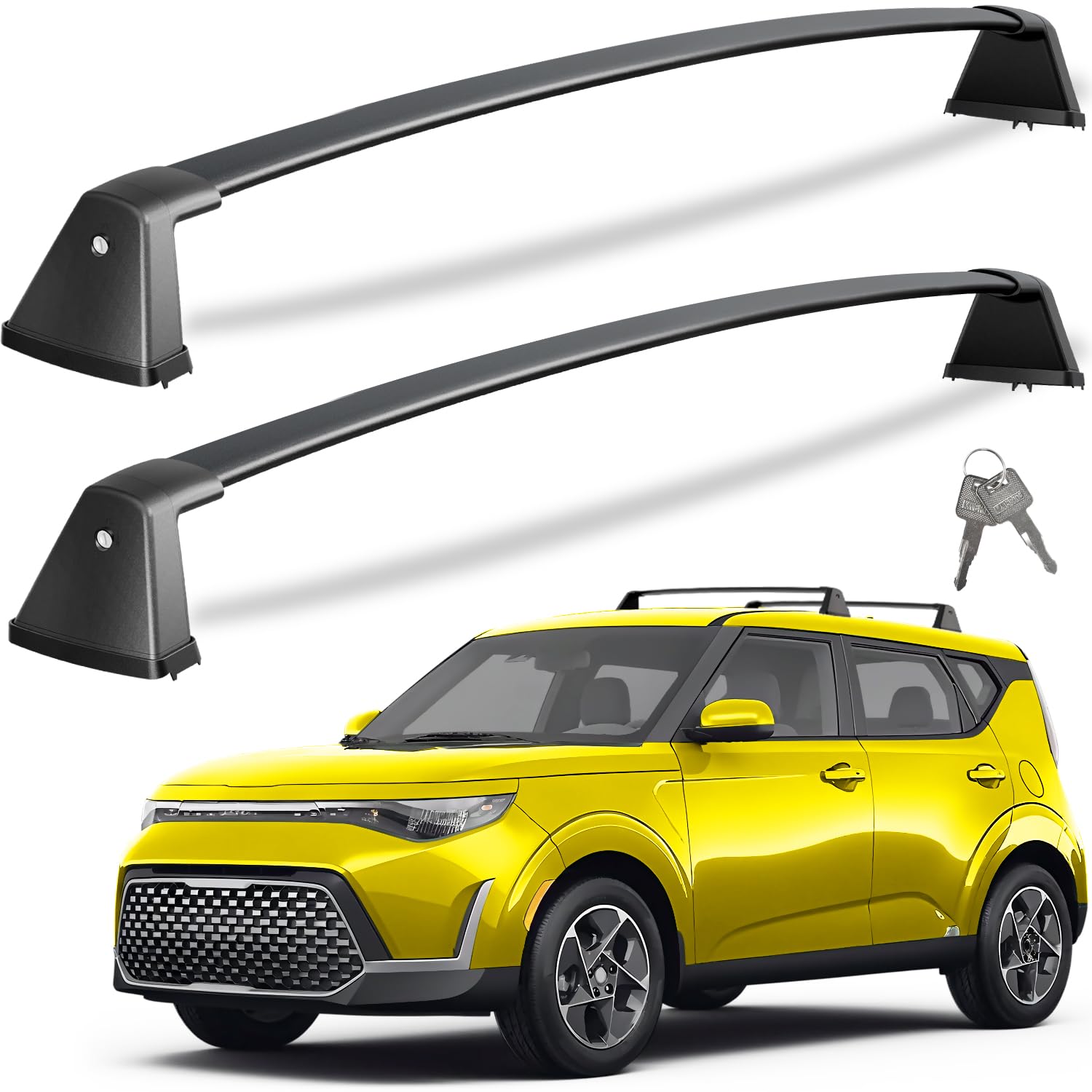 KINGGERI 220lbs Lockable Roof Rack Cross Bars Compatible with Kia Soul 2020-2025 Without Side Rails
