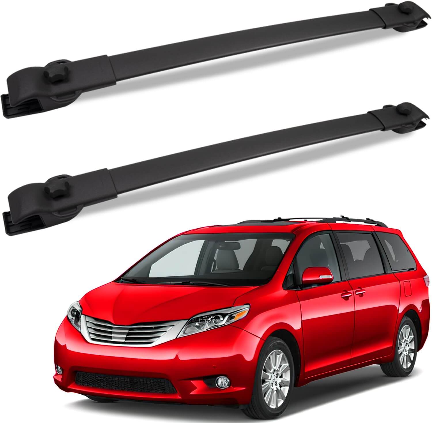 KINGGERI Roof Rack Cross Bars 220lb Compatible with 2011-2020 Toyota Sienna, Heavy Duty Aluminum clampers and Bars Cargobar