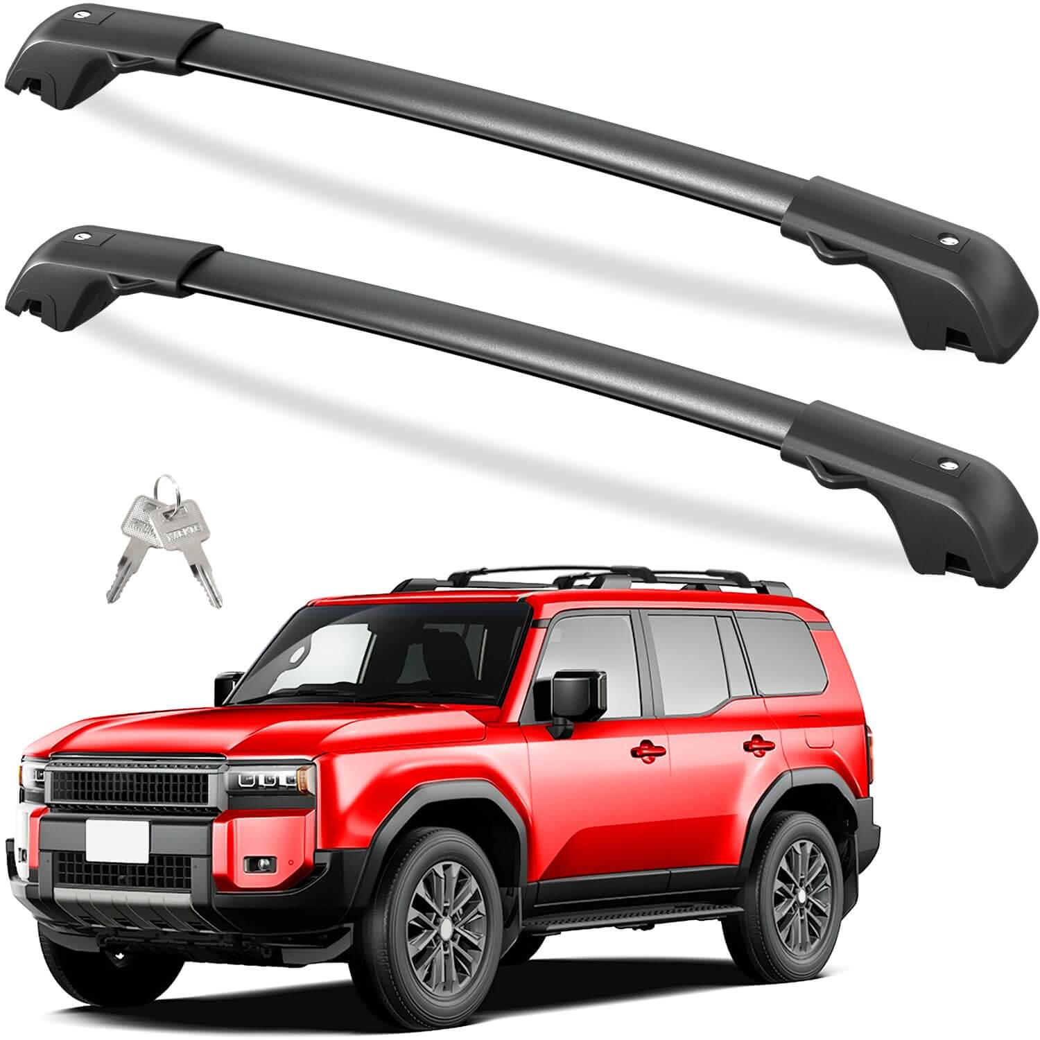 KINGGERI Lockable 220LBS Roof Rack Cross Bars Compatible with 2024 2025 Toyota Land Cruiser 250 & Lexus GX550 with Raised Side Rails