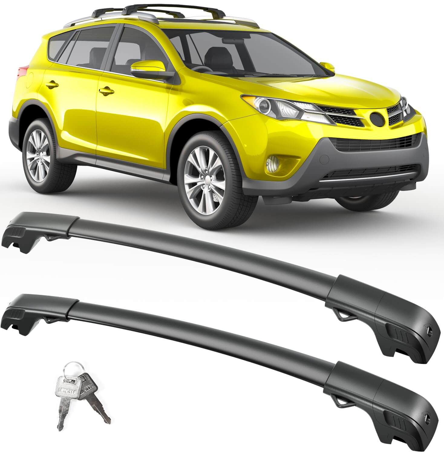 KINGGERI Lockable Roof Rack Cross Bars 220lb Compatible with Toyota Rav4 2013-2018, Heavy Duty Aluminum Roof Rails Crossbars
