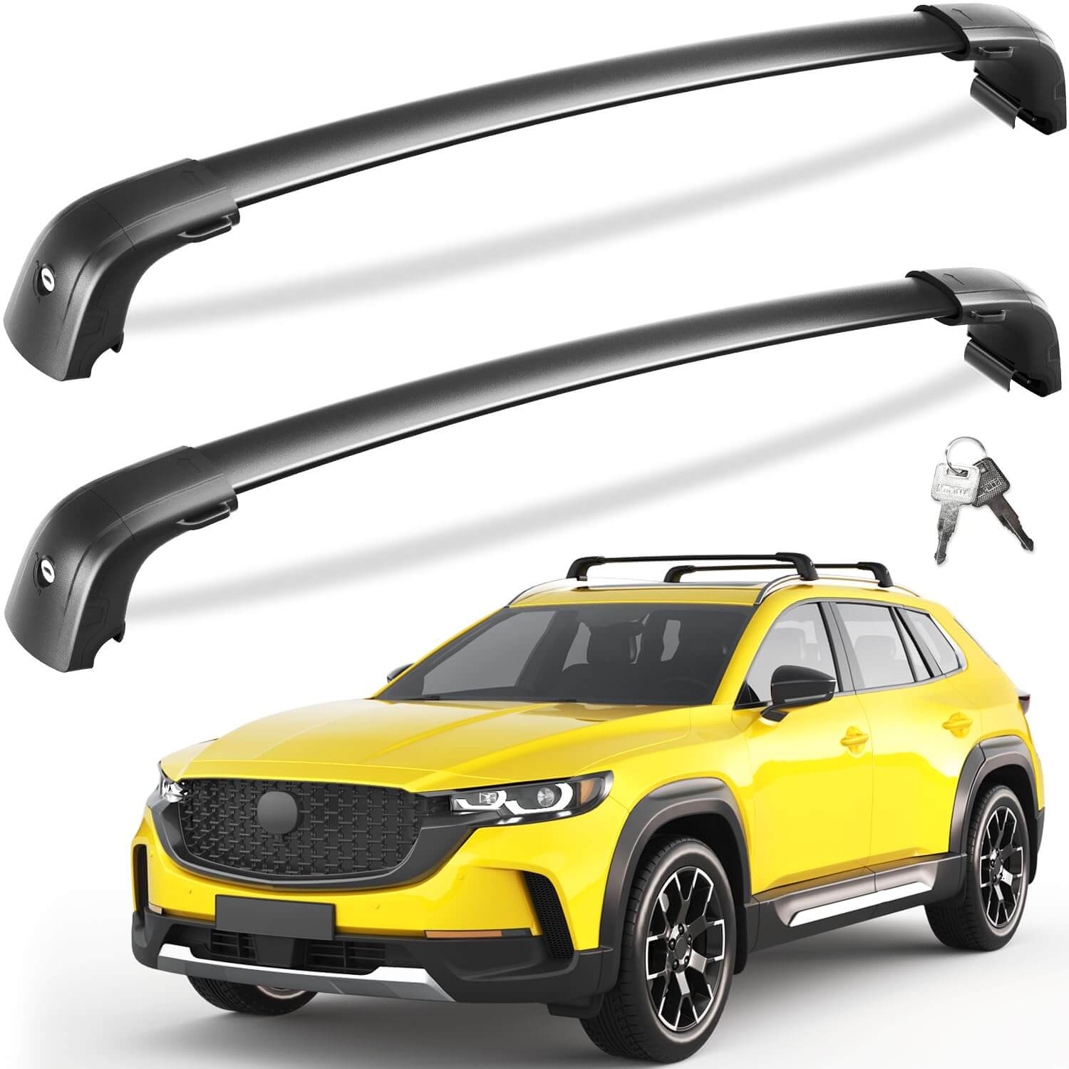 KINGGERI 220lbs Lockable Roof Racks Cross Bars Fit for Mazda CX50 CX-50 2023 2024 2025 with Flush Side Rails
