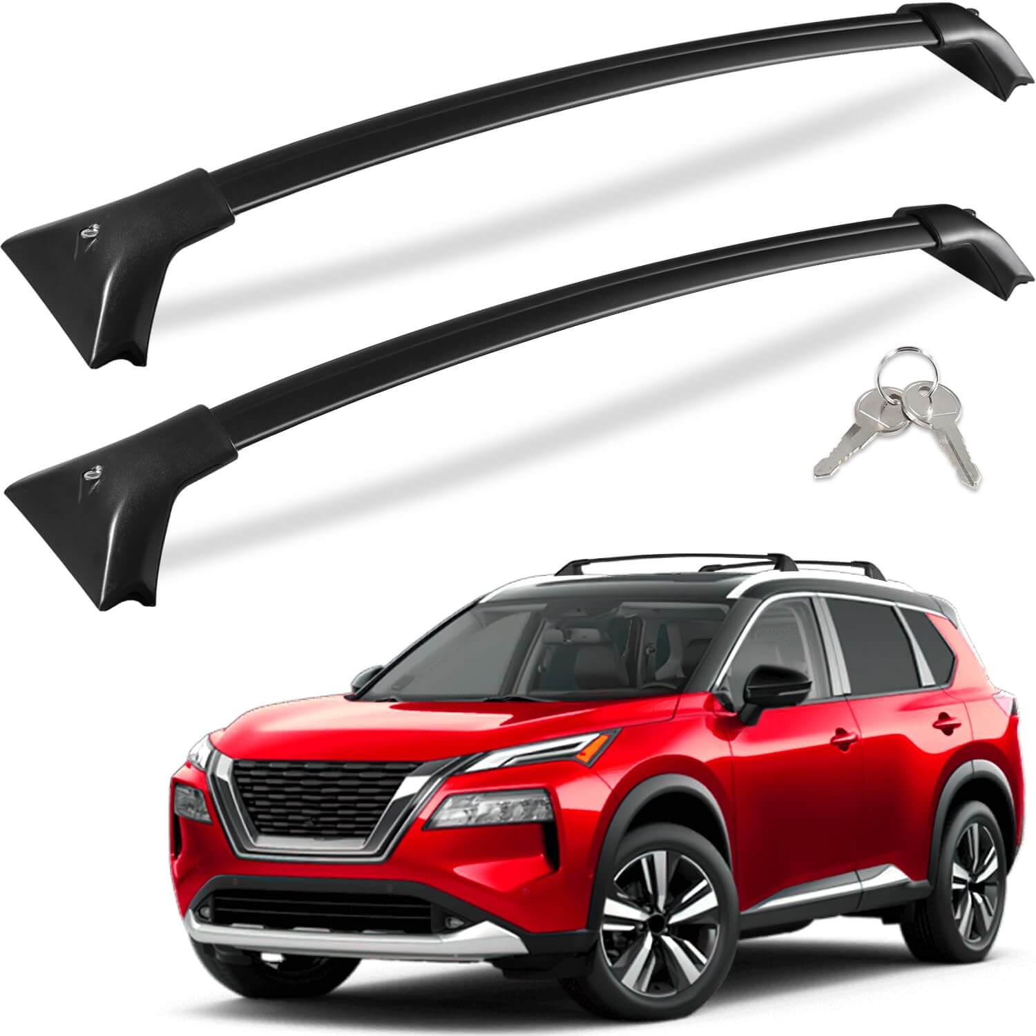 KINGGERI Lockable 260LBS Roof Rack Cross Bars Compatible with Nissan Rogue 2021-2026 SV SL Platinum with Flush Roof Rails