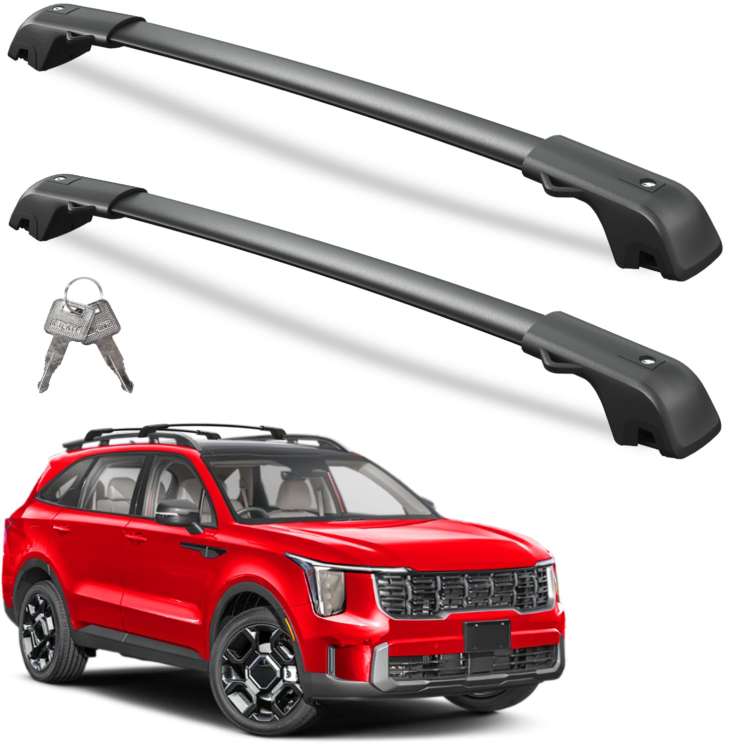 300lbs Lockable Roof Rack Cross Bars Compatible with Kia Sorento X-Line & X-Pro 2021-2026 (with Raised Rails,Not Flushed Rails), Crossbars Rooftop Cargo Carrier Luggage