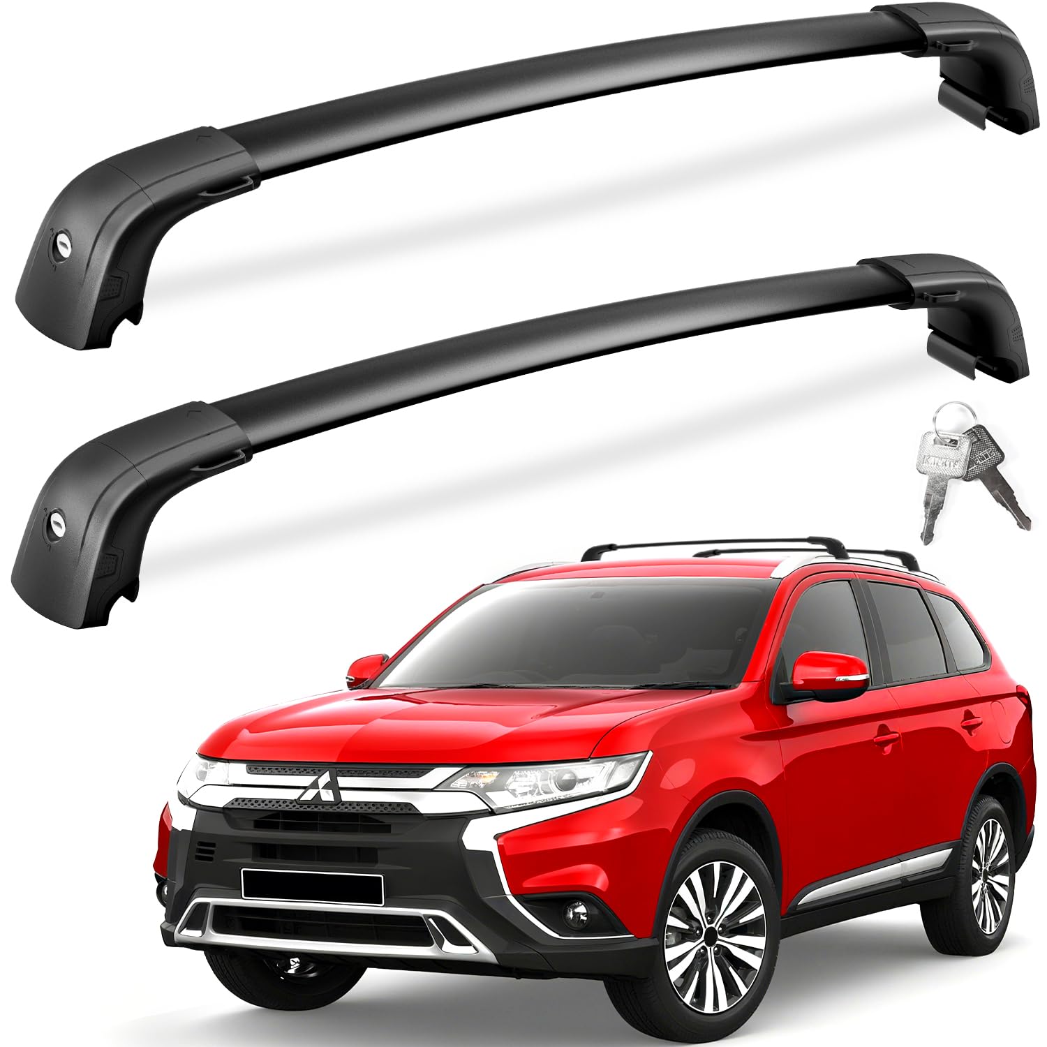 Lockable Roof Rack Cross Bars 220lb Compatible with Mitsubishi Outlander 2018