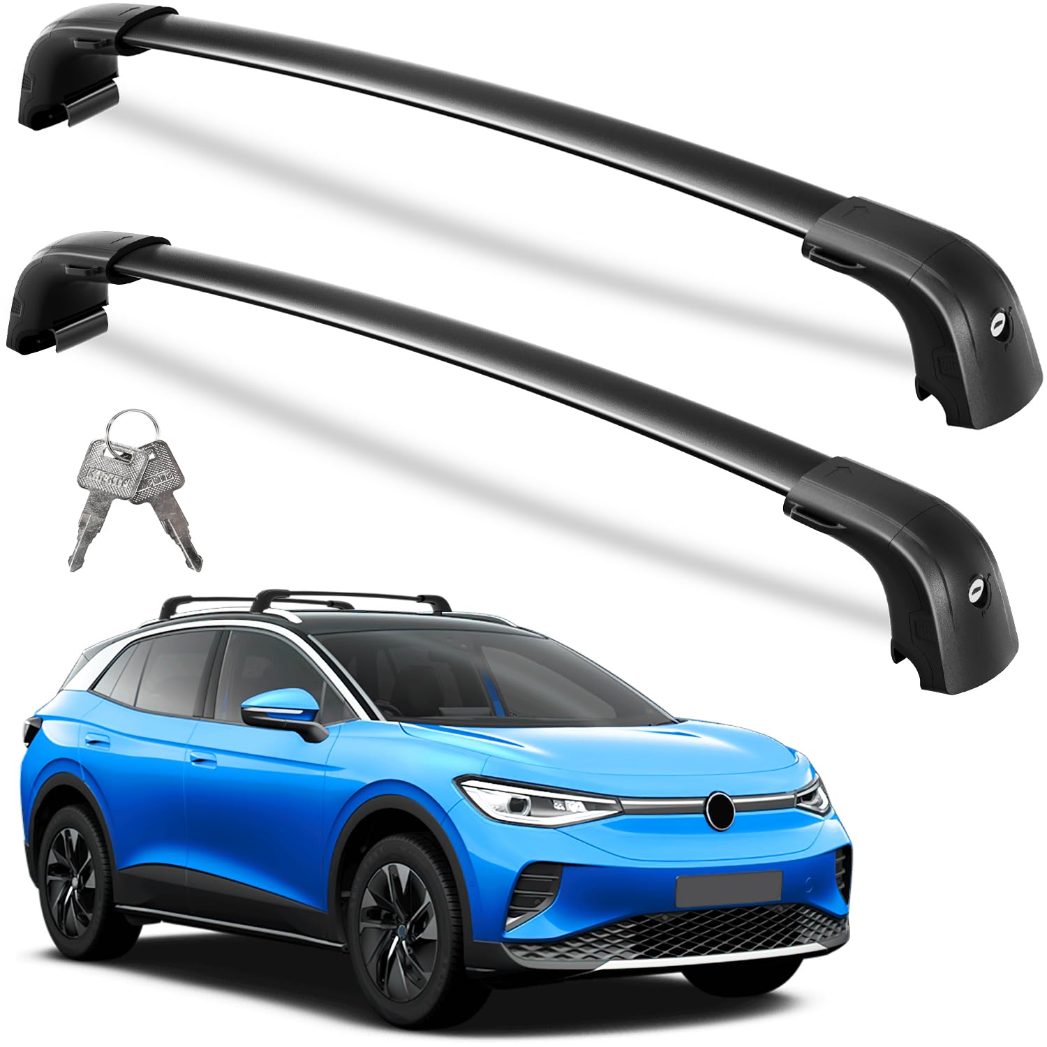 Lockable Roof Rack Cross Bars 220lbs Compatible with Volkswagen VW ID4 ID.4 2021 2022 2023 2024 2025