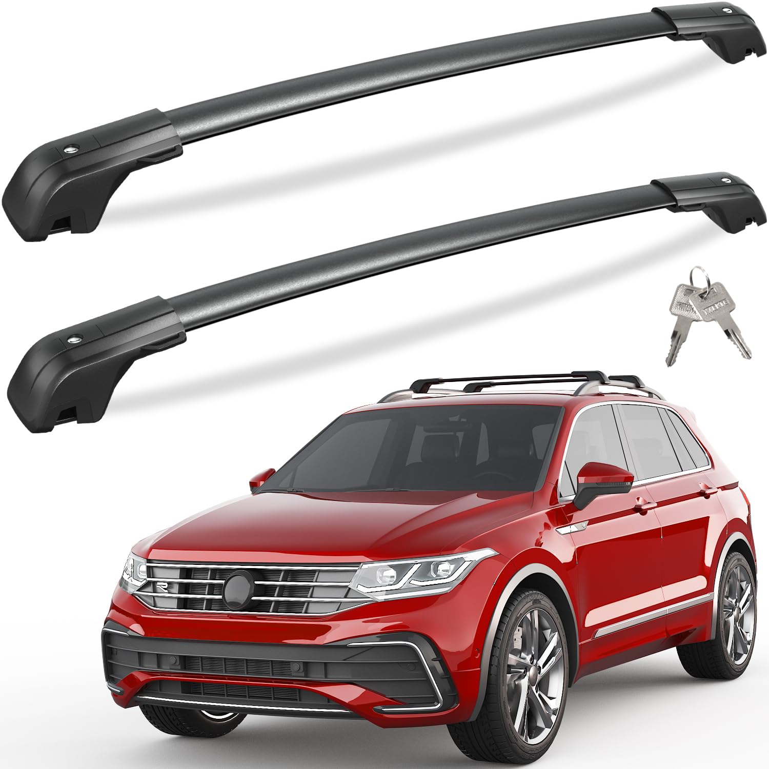 260lbs Lockbale Roof Rack Cross Bars Fit for Volkswagen VW Tiguan 2018-2024 (Not for Limited) & Taos 2022-2024