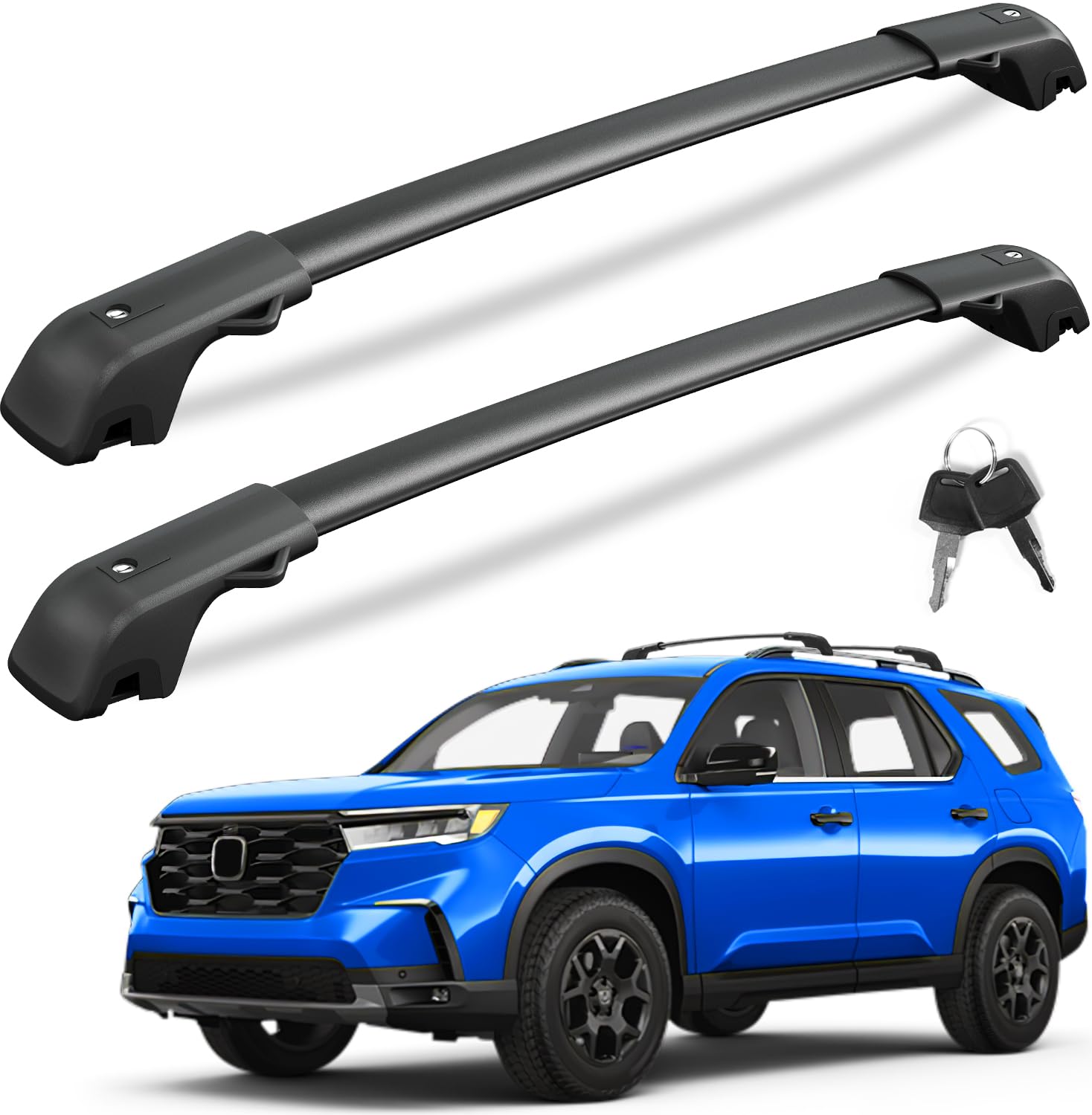KINGGERI Lockable 220lbs Roof Rack Cross Bars Compatible with Honda Pilot 2023-2025 Sport TrailSport Touring Elite with Raised Rails (Not for LX & EX-L)