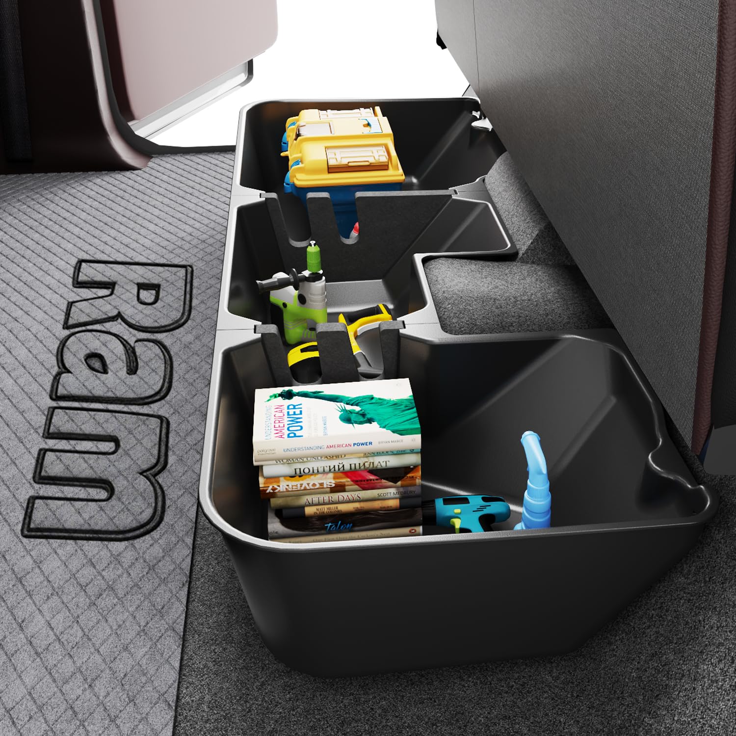 Under Seat Storage Box Compatible with 2019-2026 Dodge Ram 1500 crew cab (New Body Style),Upgraded Rear Truck Underseat Organizer Cargo Box