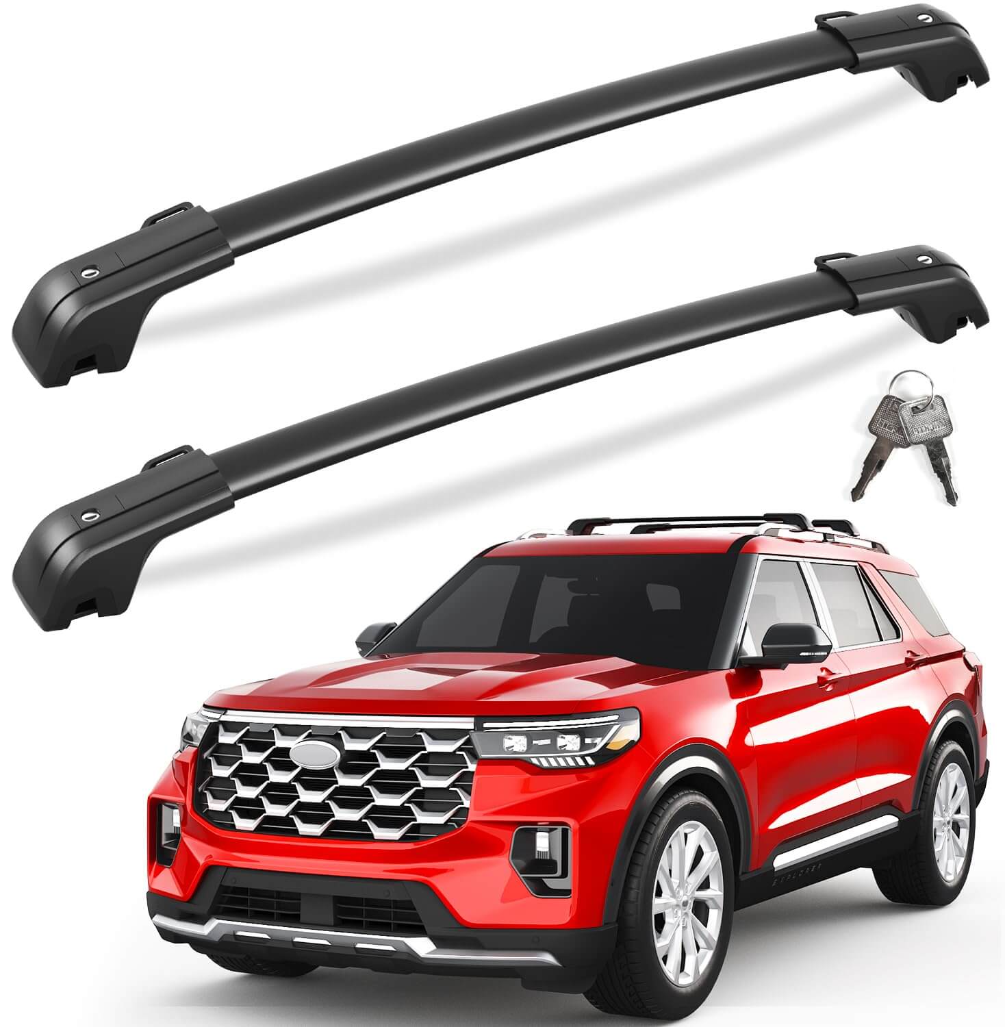KINGGERI Lockable 260lbs Roof Rack Cross Bars Fit for Ford Explorer 2020-2025, Heavy Duty Anti-Theft Aluminum Roof Rails Crossbars