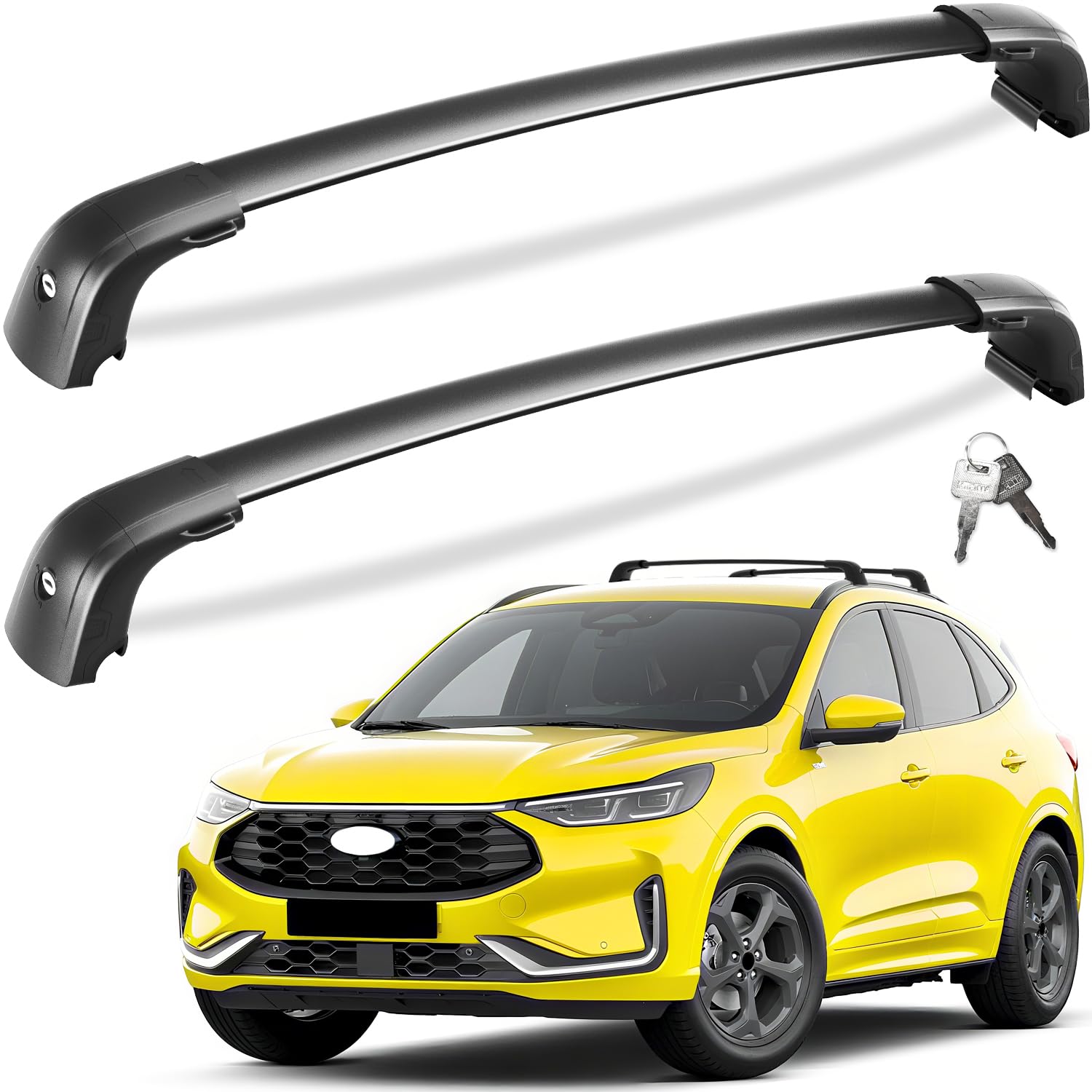 220lb Lockable Roof Rack Cross Bars Compatible with Ford Escape 2020 2021 2022 2023 2024 2025 with flush side rails
