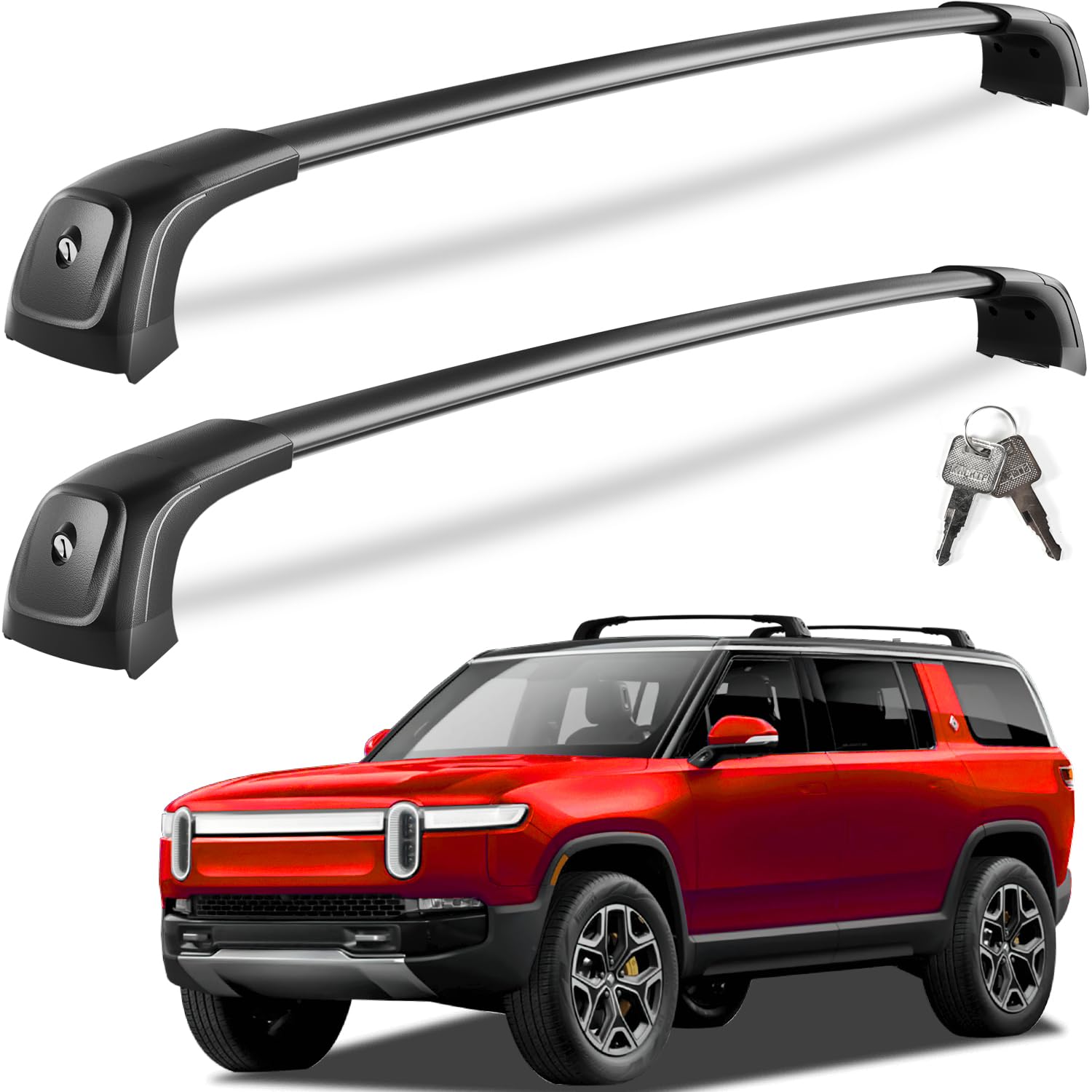 Lockable Roof Rack Cross Bars Compatible with Rivian R1S 2022-2025, Heavy Duty 260lbs Aluminum