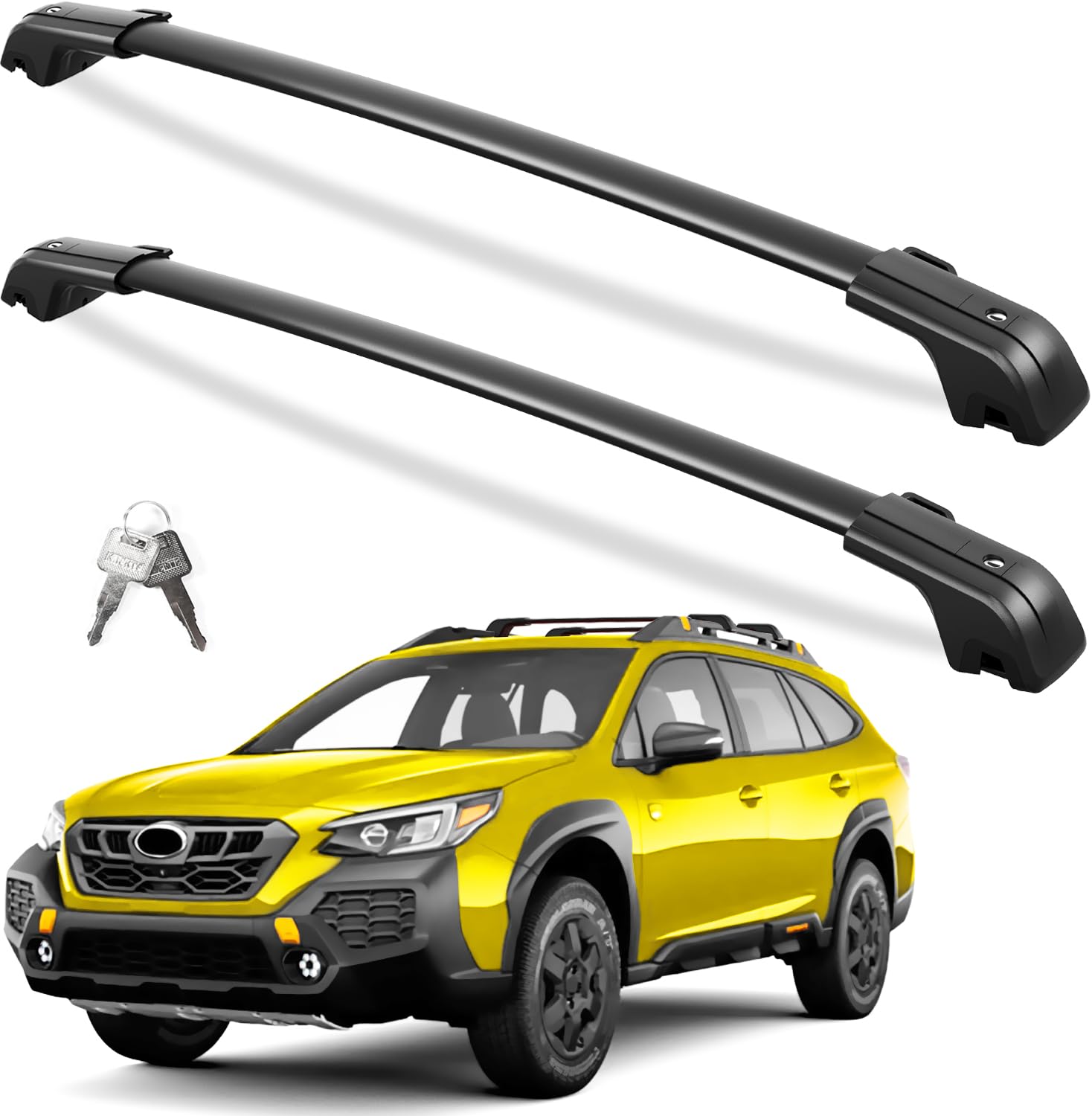 Lockable Roof Rack Cross Bars 260lbs Fit for Subaru Outback Wilderness 2022-2025 (with Raised Rails),All-Metal Aluminum Crossbars
