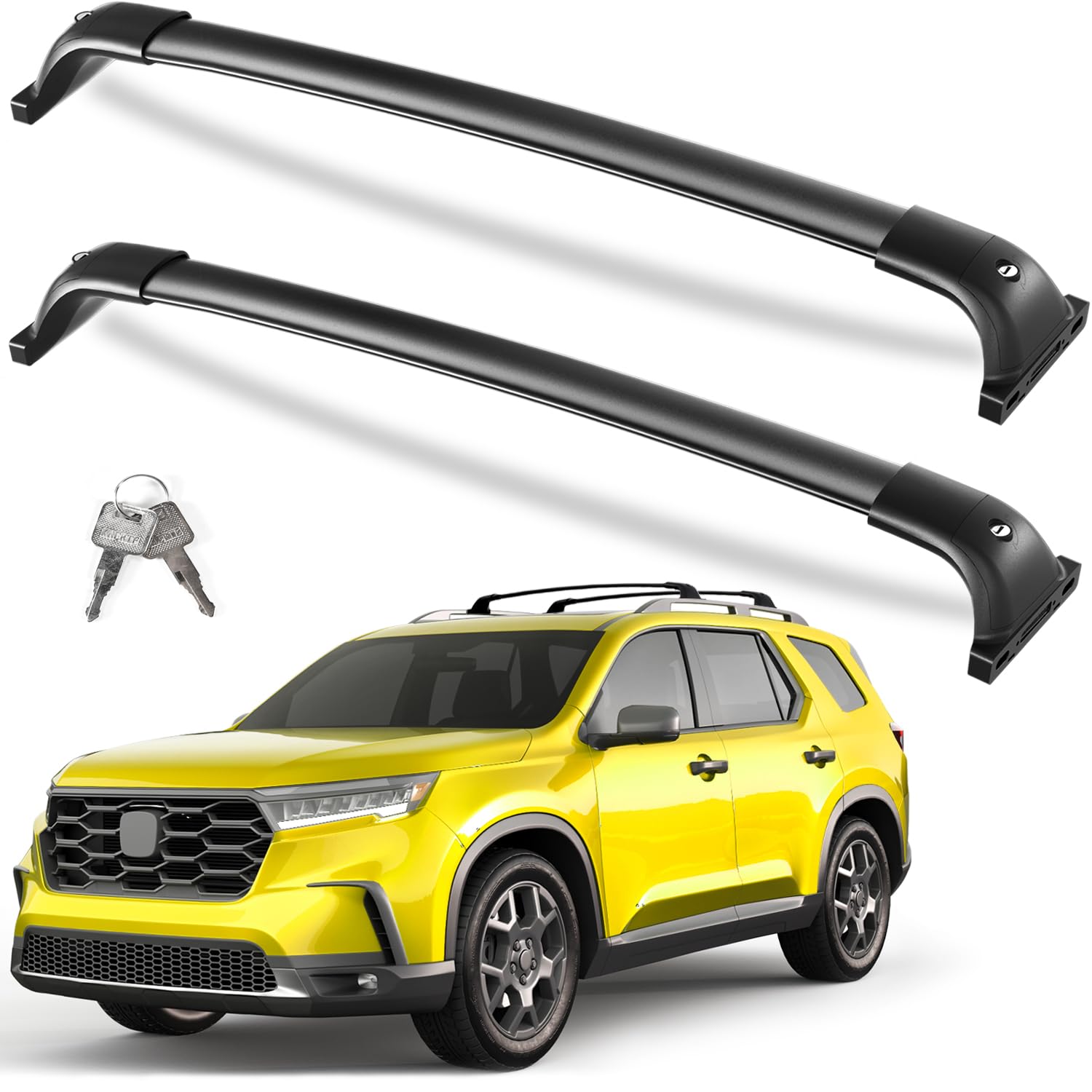 260lbs Lockable Roof Rack Cross Bars Compatible with Honda Pilot 2023-2025 Sport TrailSport Touring Elite with Raised Rails (Not for LX & EX-L)