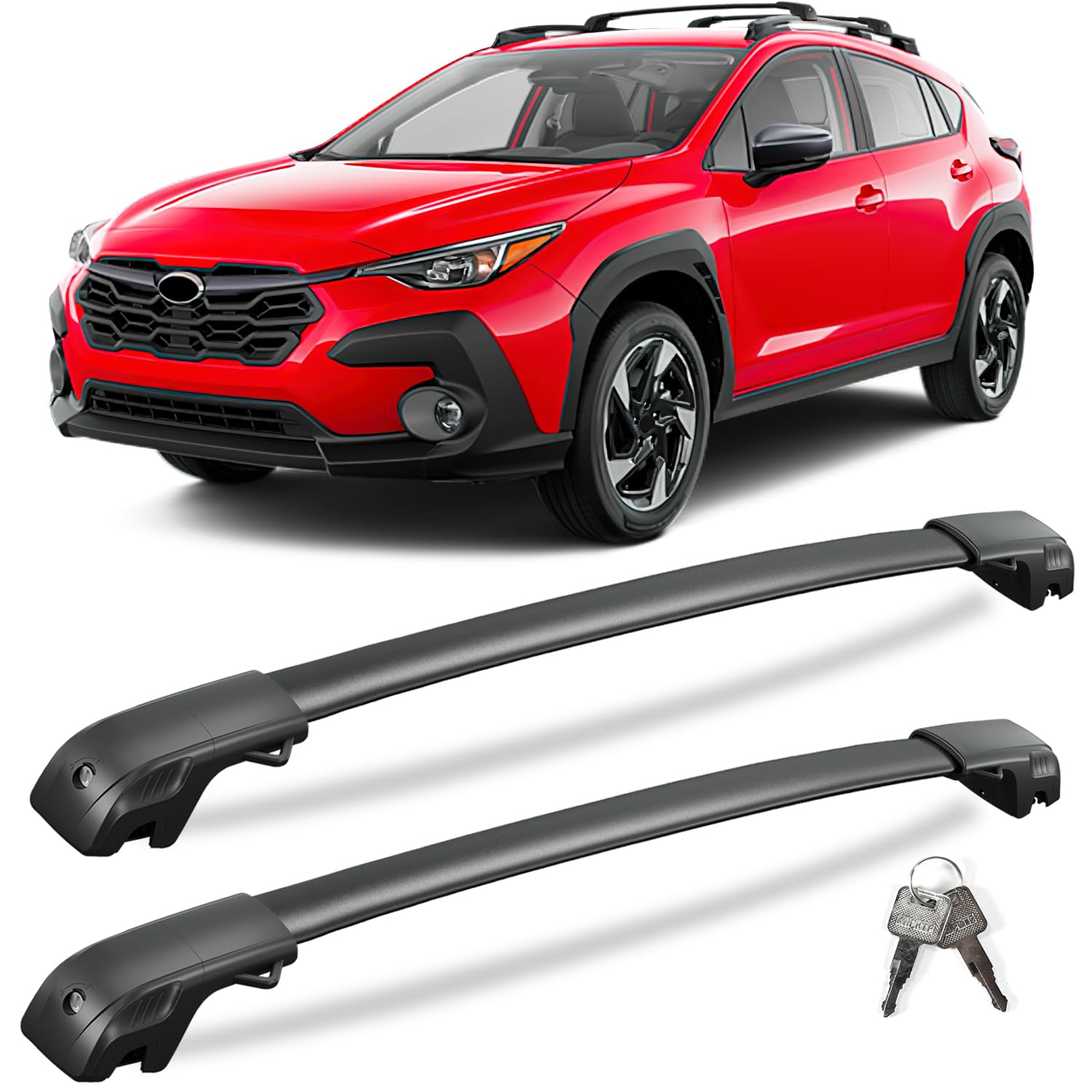 220lbs Lockable Roof Rack Cross Bars Compatible with Subaru crosstrek 2024 2025 (Not for Wilderness) with Raised Side Rails