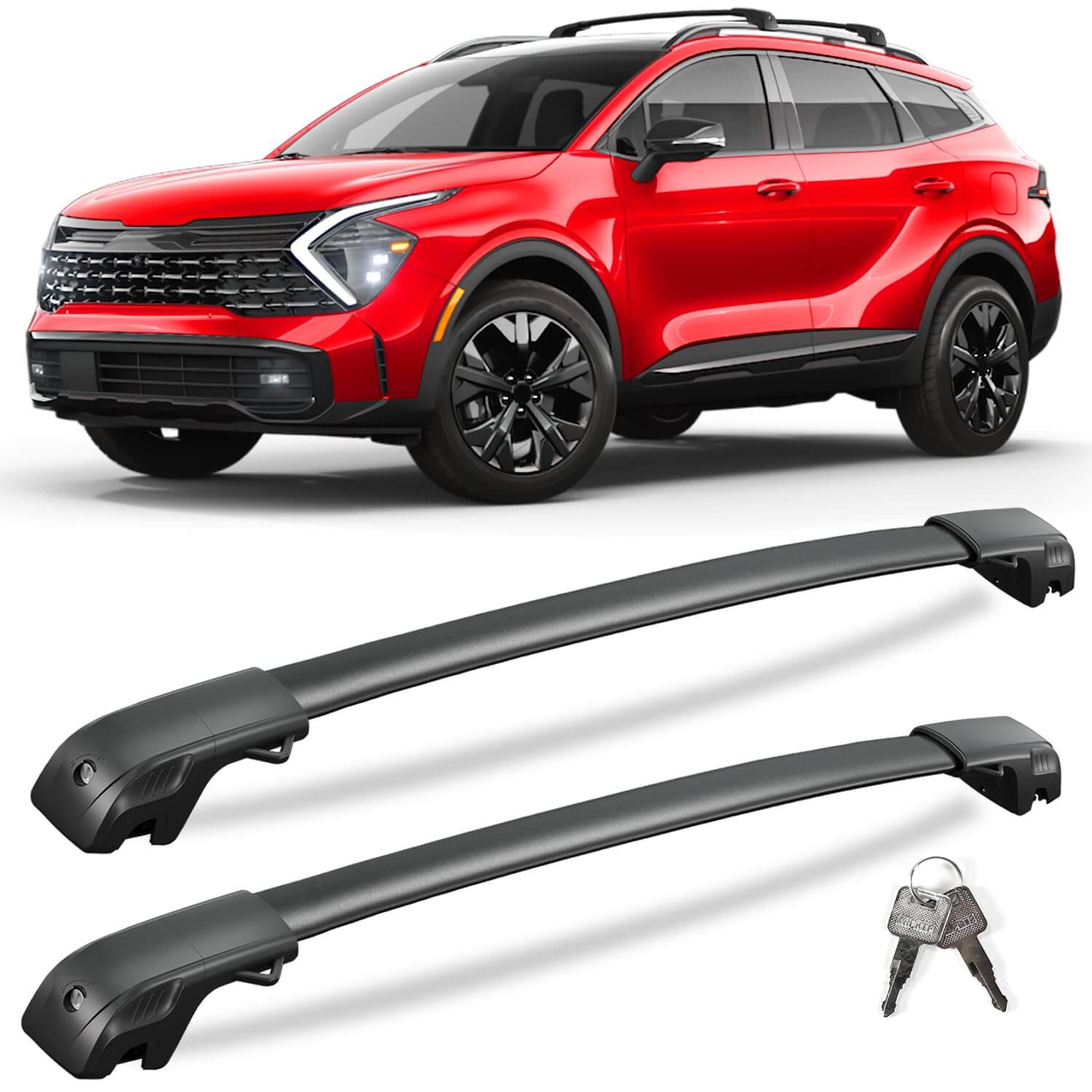 KINGGER 220lbs Lockable Roof Rack Cross Bars Compatible with Kia sportage X-line AWD/X-Pro/X-Pro Prestige Trims 2023-2025 with Raised Side Rail