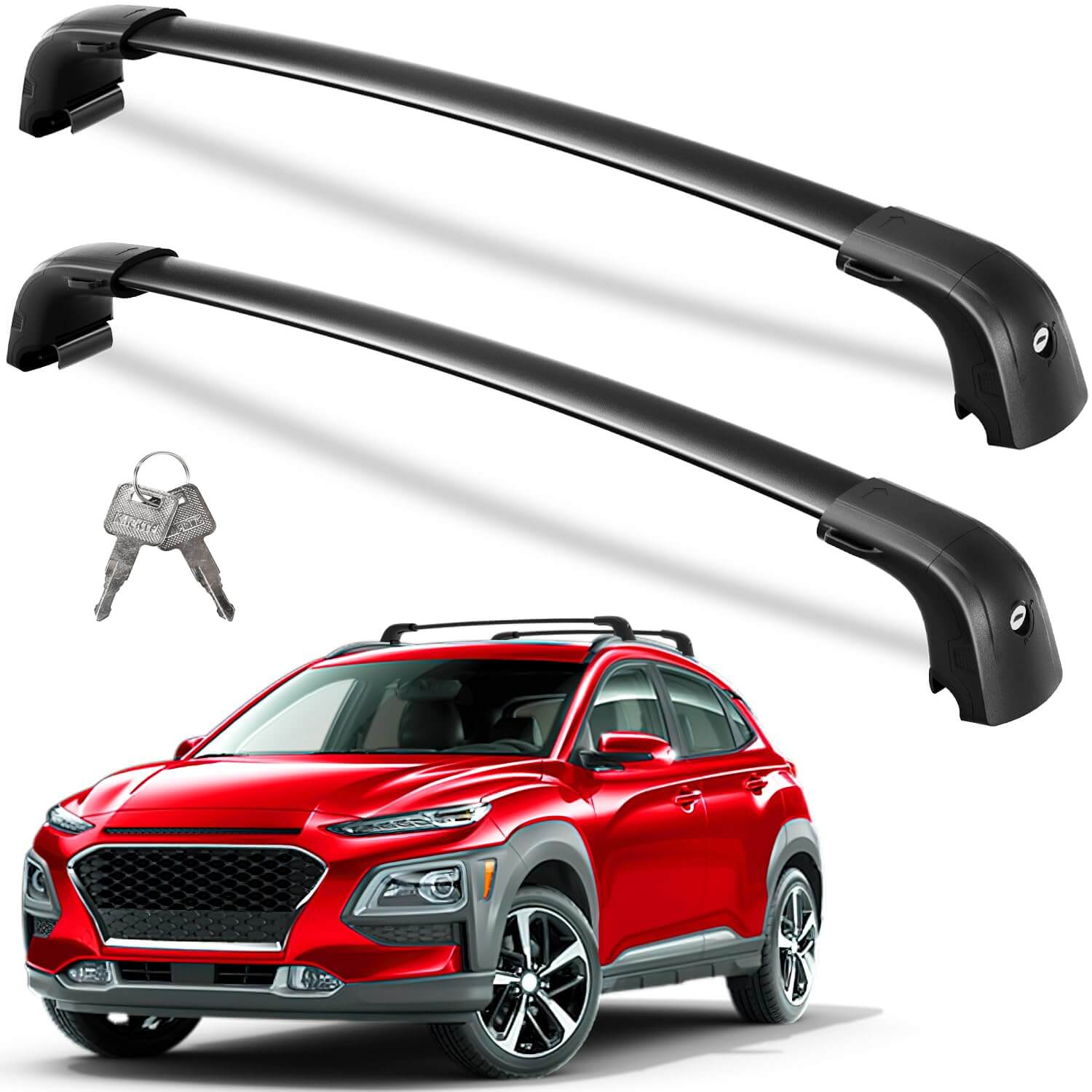 KINGGERI Roof Rack Cross Bars 220lbs Fit for 2018-2023 Hyundai Kona & Kona N & Kona Electric with Flush Side Rails