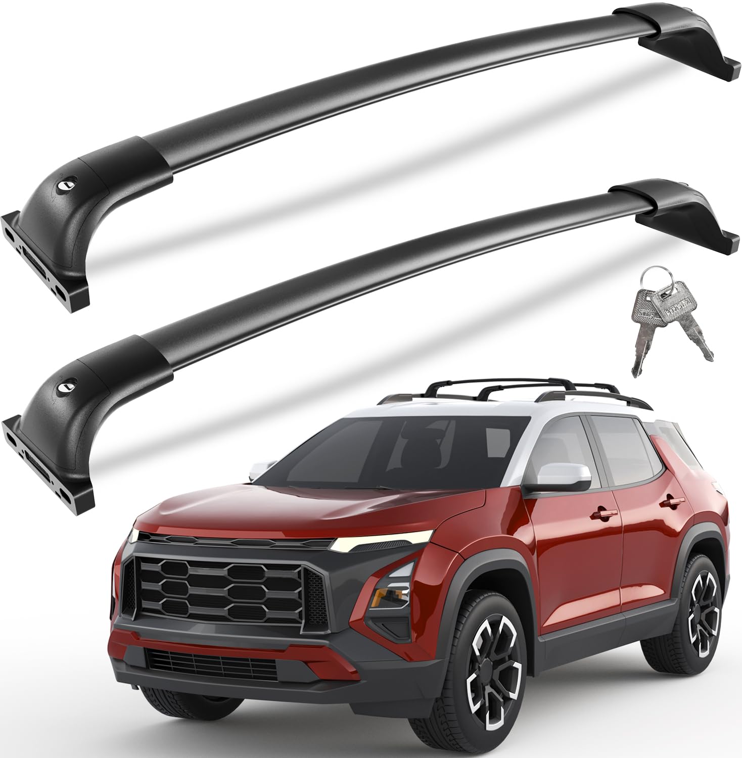 Lockable Roof Rack Cross Bars 260lbs Compatible with 2025 Chevy Chevrolet Equinox with Raised Side Rails 2025 (Not for EV)