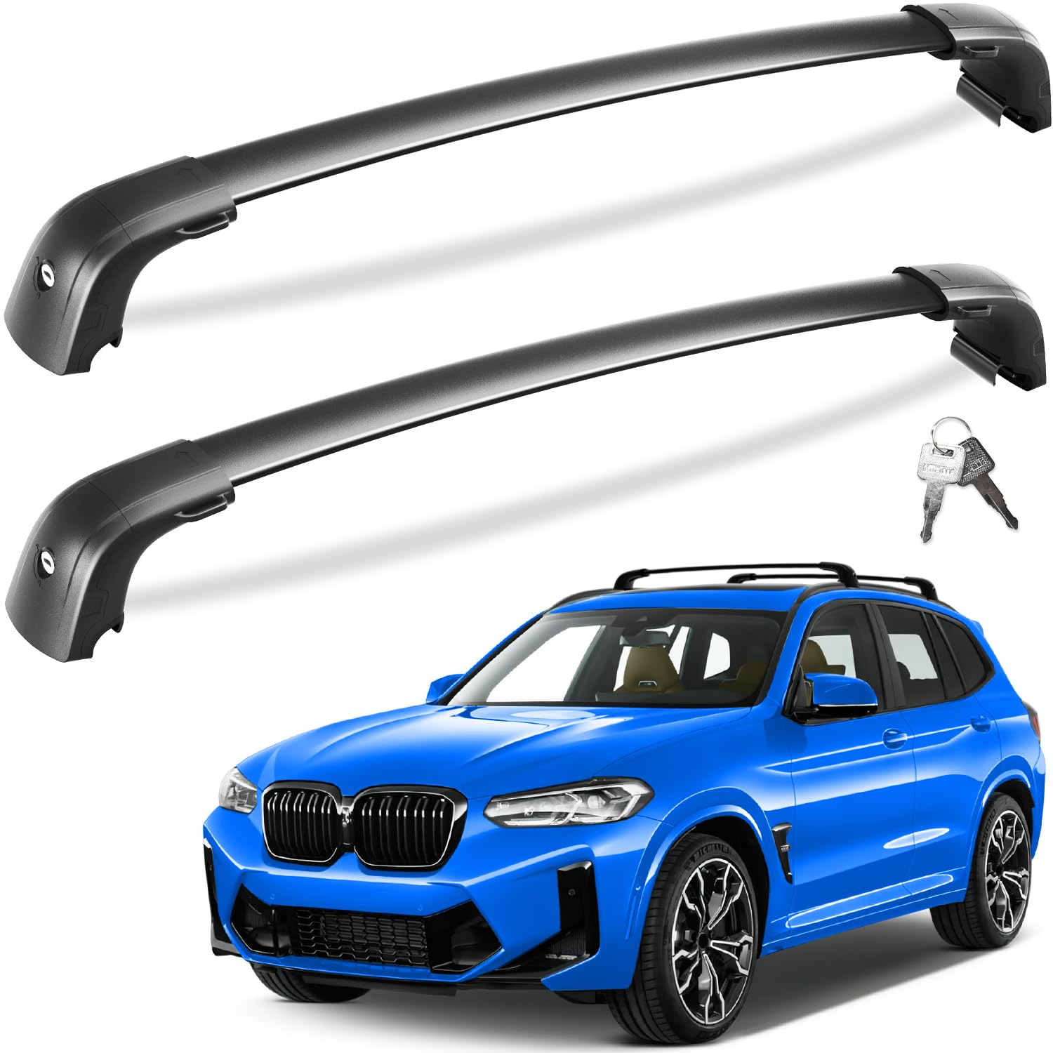Lockable 220lbs Roof Rack Cross Bars Compatible with BMW X3 G01 2018 2019 2020 2021 2022 2023 2024 2025