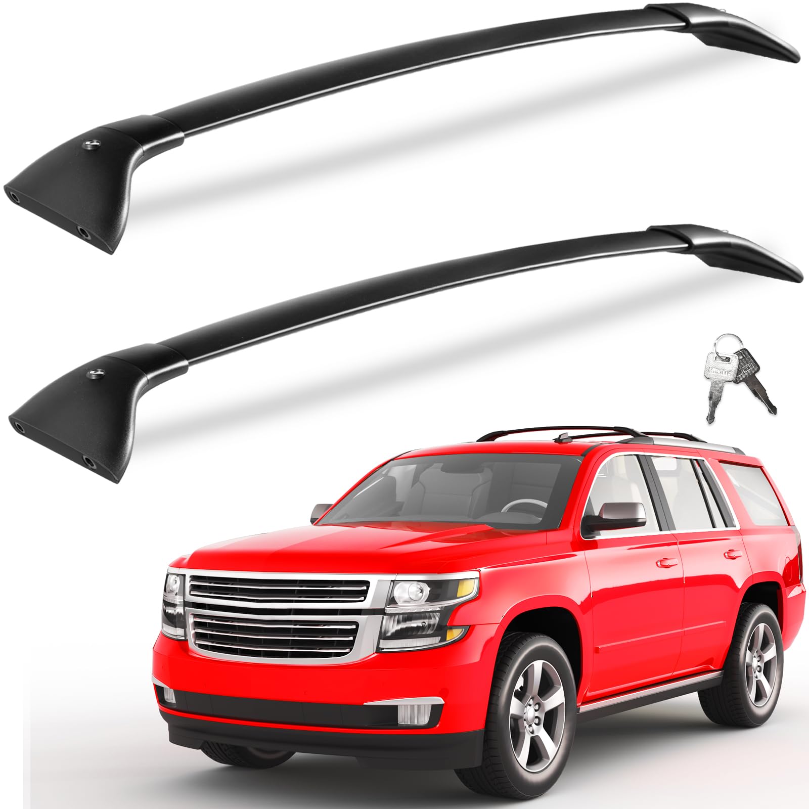 Lockable 220lbs Roof Rack Cross Bars Fit For 2015-2020 Chevy Tahoe & Chevrolet Suburban, GMC Yukon & Yukon XL, Cadillac Escalade & Escalade ESV
