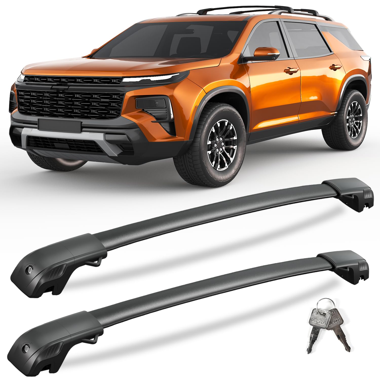 220lbs Lockable Roof Rack Cross Bars Compatible with Chevy Chevrolet Traverse 2022 2023 2024 2025 with Raised Side Rails