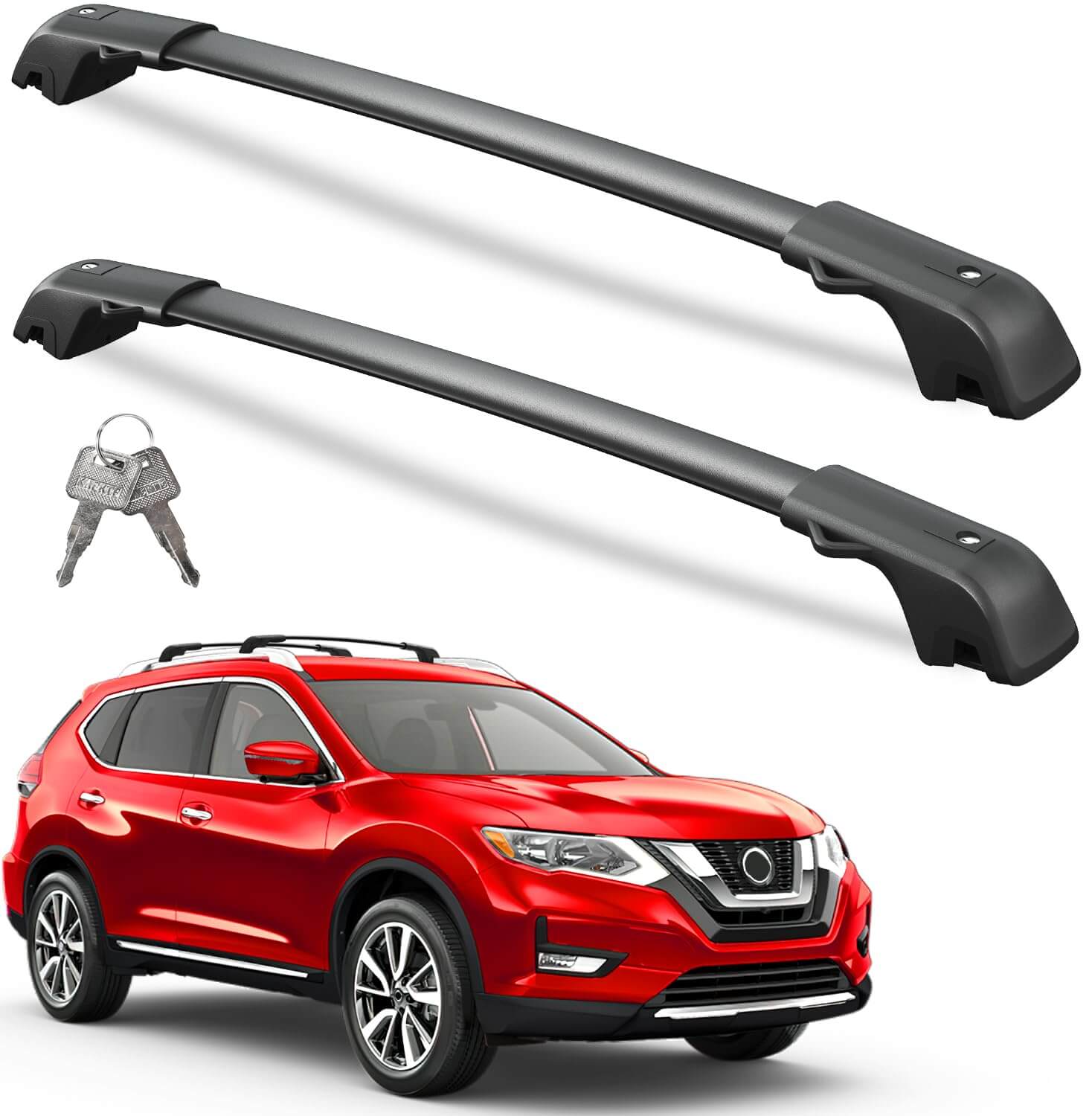 KINGGERI Roof Rack Cross Bars 220lbs Fit for Nissan Rogue 2014-2020 (with Raised Side Rails)